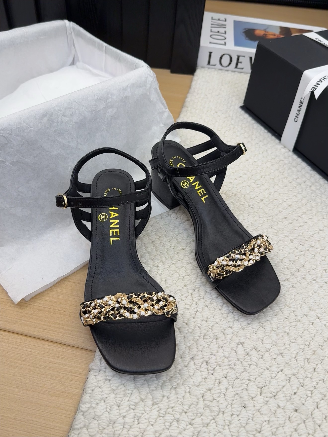 CHANEL Women's Leather Sandals with Chain Detail - Stylish & Comfortable 9 i1742488056 6632 1