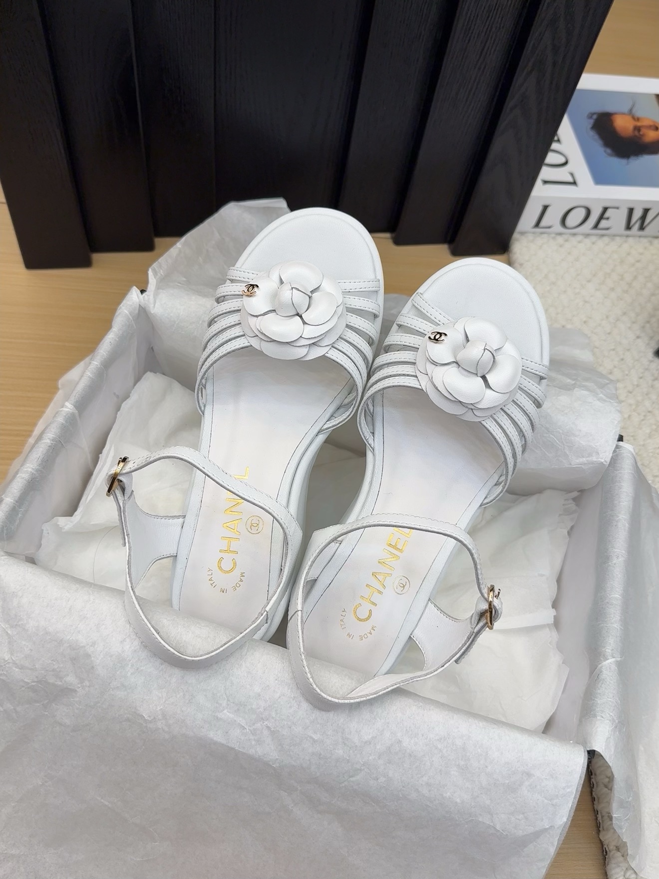 Elegant White Leather Platform Sandals with Flower Detail, Comfortable & Stylish 5 i1742492169 5814 7