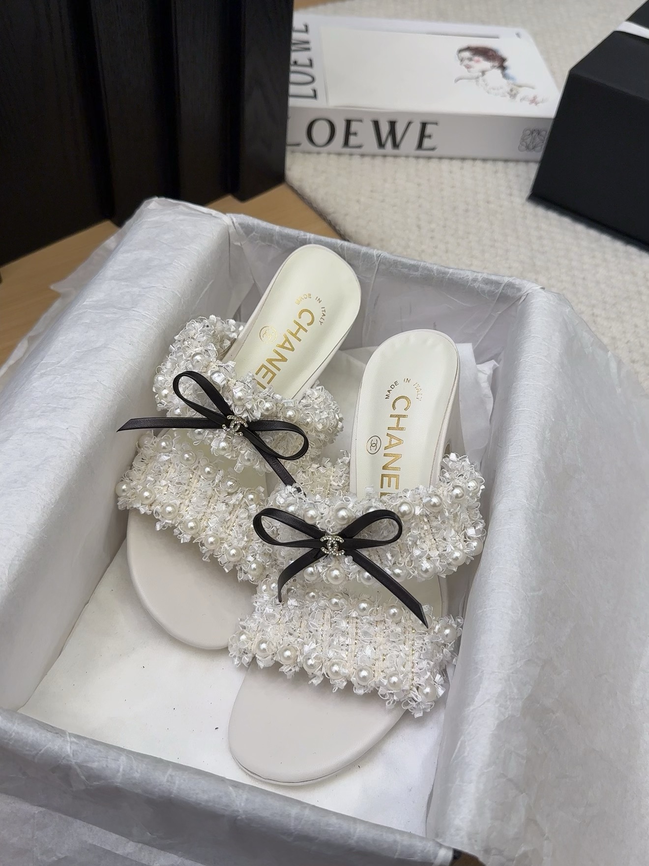 Elegant Chanel Heeled Sandals with Pearl and Ribbon Details - Perfect for Any Occasion 5 i1742905244 2116 7