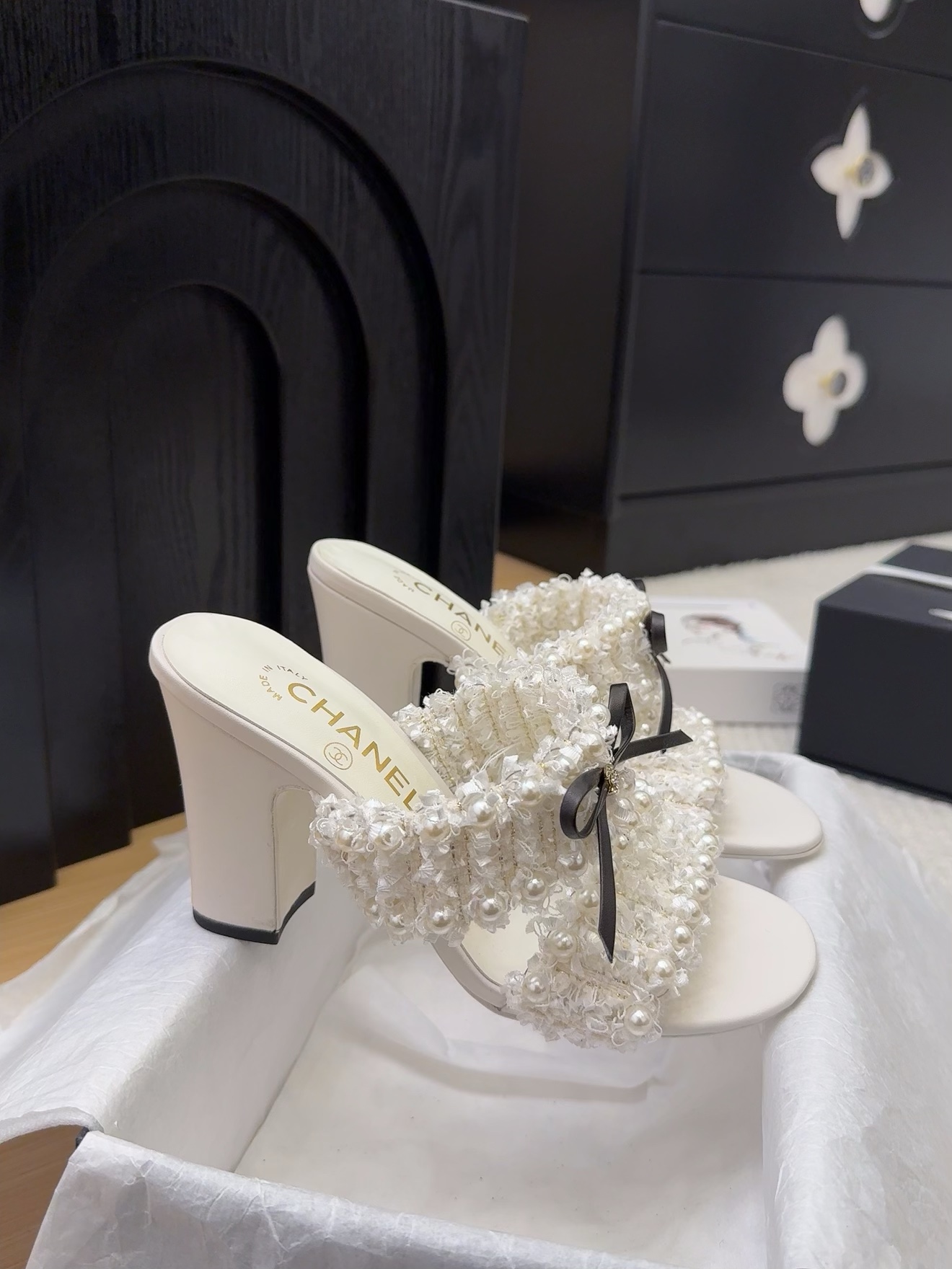 Elegant Chanel Heeled Sandals with Pearl and Ribbon Details - Perfect for Any Occasion 6 i1742905244 5072 4