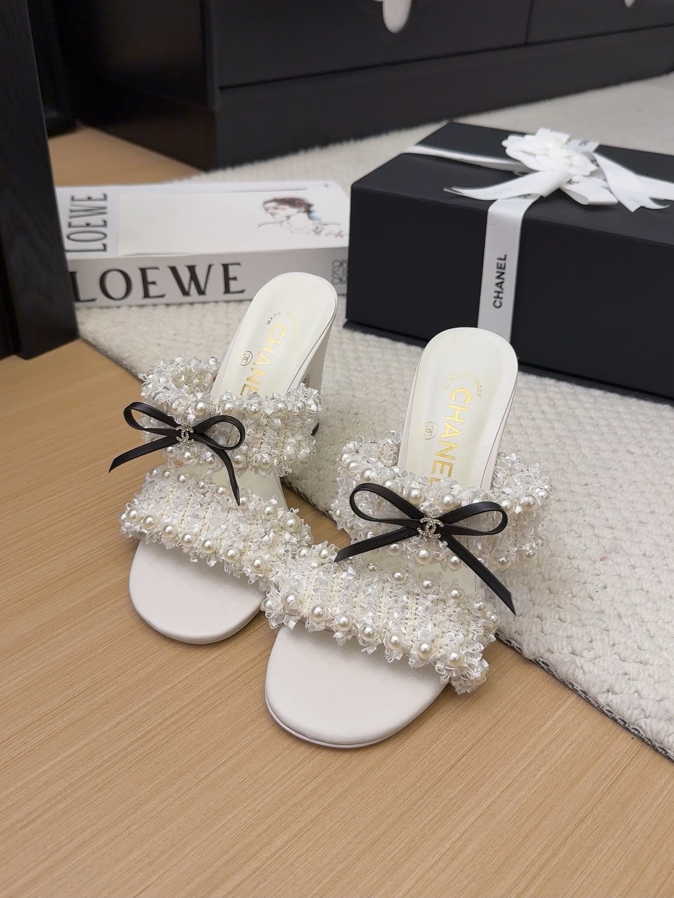 Elegant Chanel Heeled Sandals with Pearl and Ribbon Details - Perfect for Any Occasion 3 i1742905244 585 8