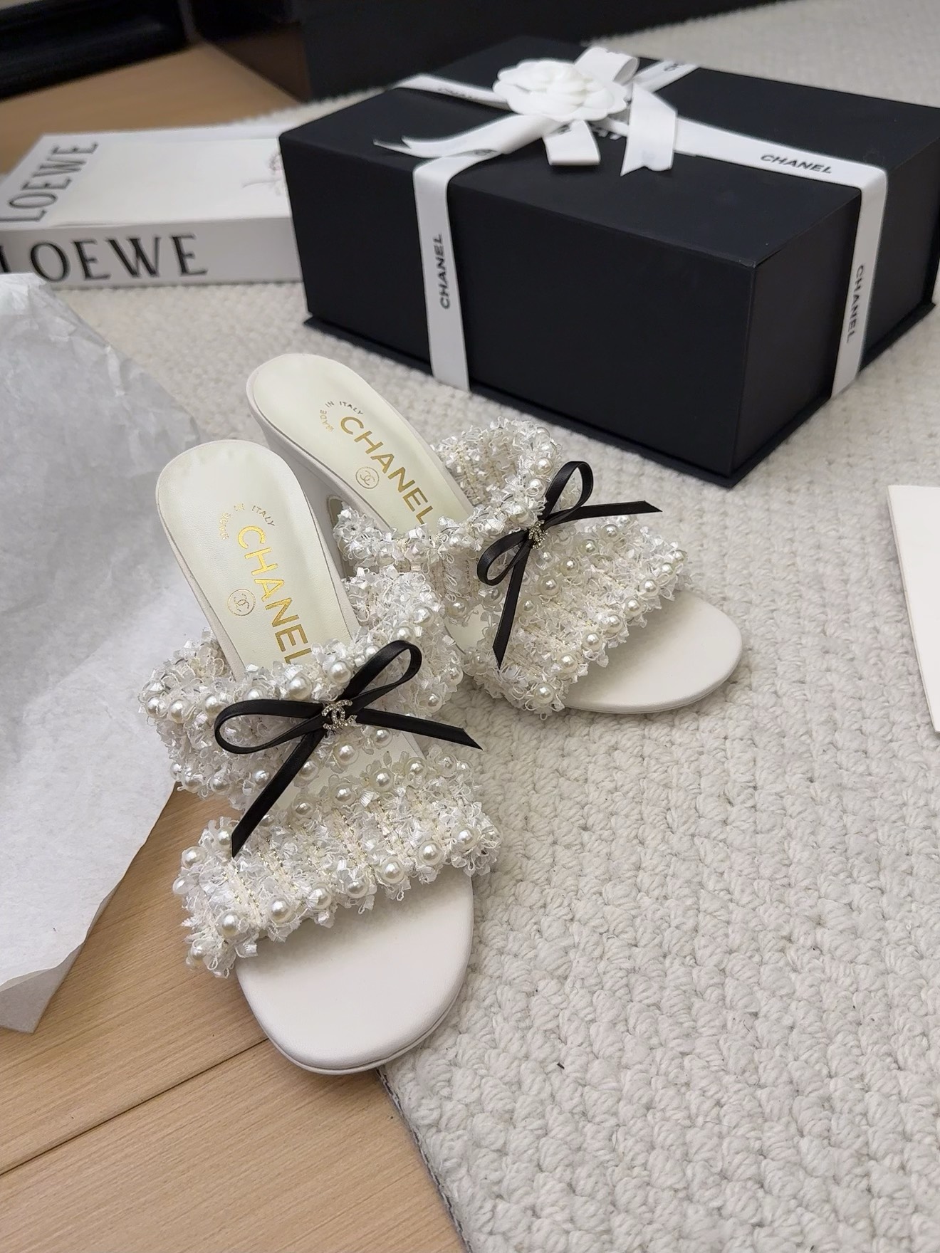 Elegant Chanel Heeled Sandals with Pearl and Ribbon Details - Perfect for Any Occasion 10 i1742905244 7361 6