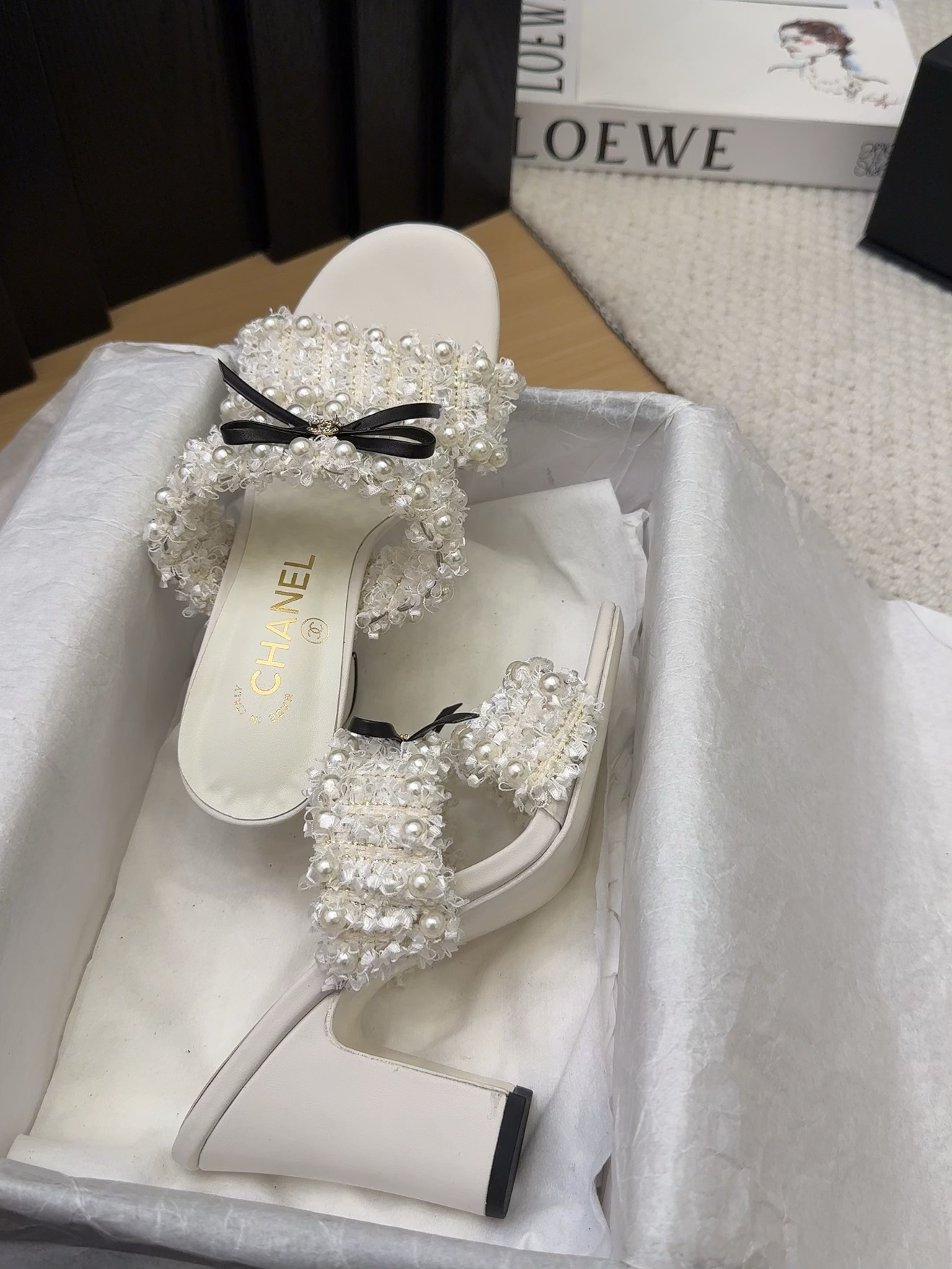 Elegant Chanel Heeled Sandals with Pearl and Ribbon Details - Perfect for Any Occasion 7 i1742905244 8559 2