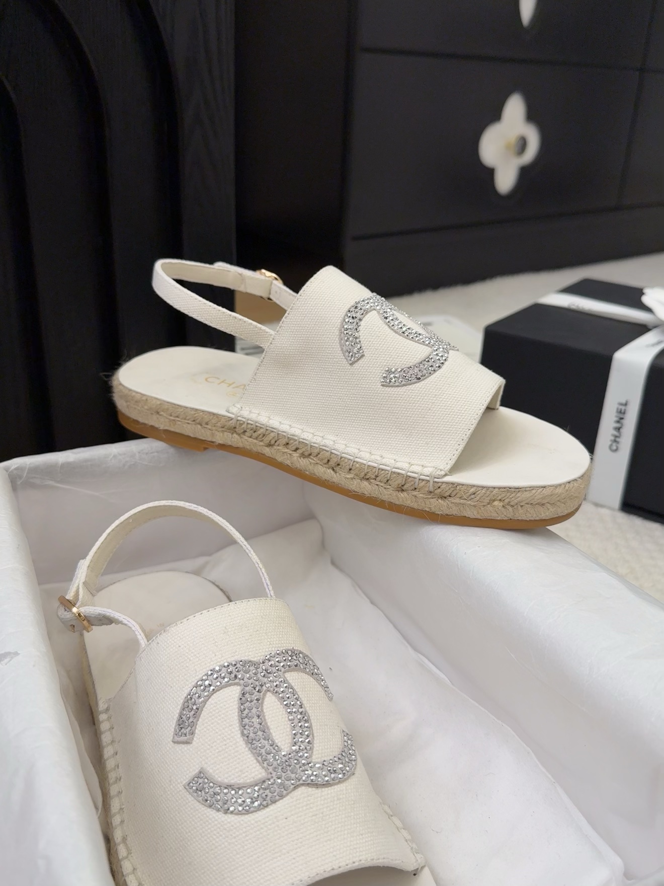 Elegant Espadrille Sandals With Rhinestone Embellished Logo 6 i1743053187 7951 0