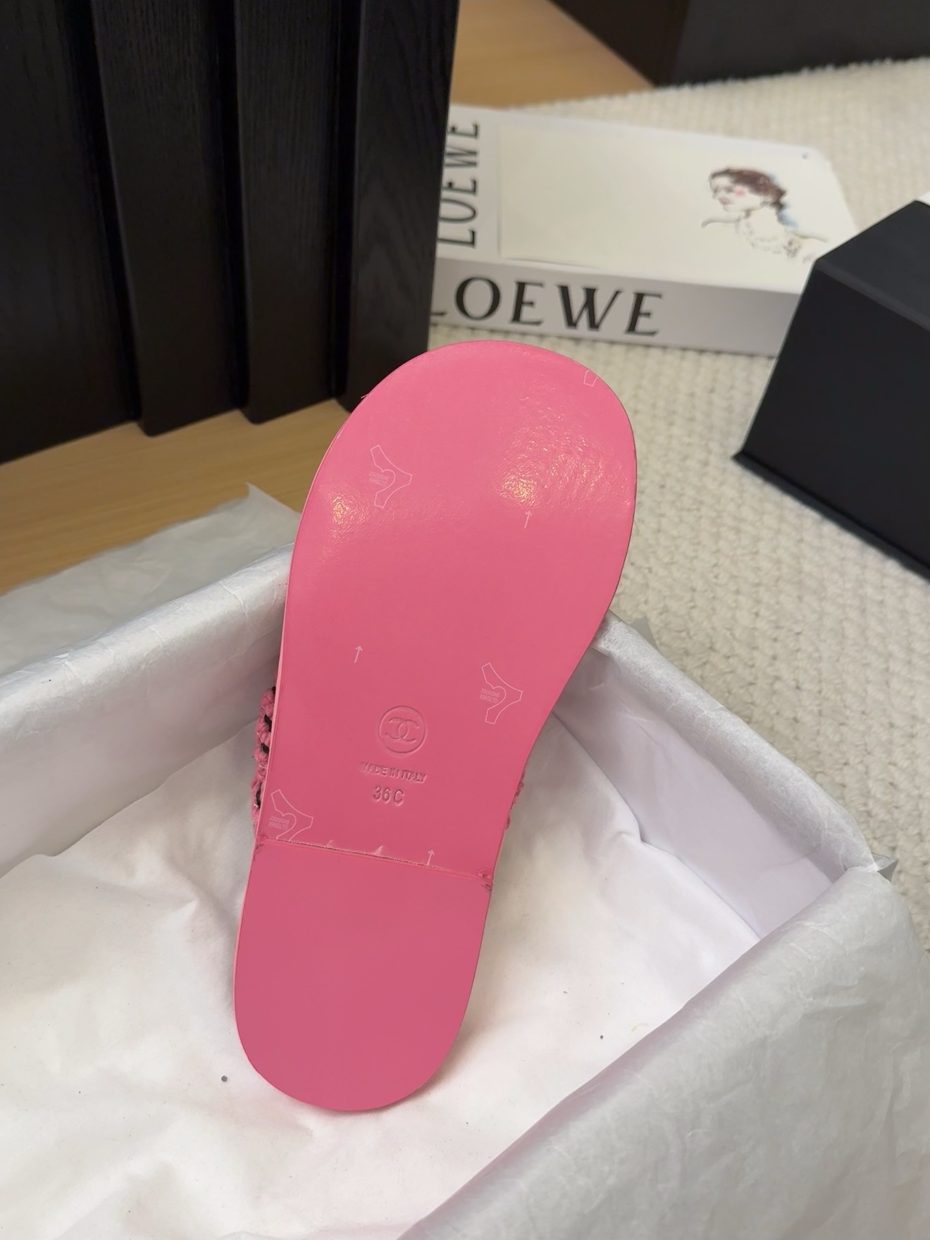 Chanel Women's Pink Striped Thong Sandals with Braided Strap & CC Logo 10 i1743053520 4360 7
