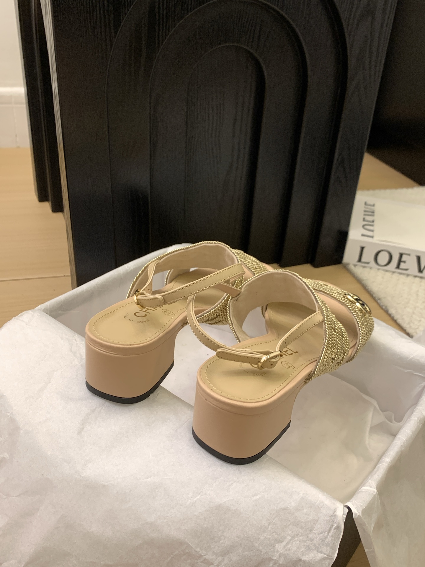 CHANEL 25 Gold-Tone Slingback Sandals Women's Shoes with Italian Packaging 5 i1743094112845 7604 0 3