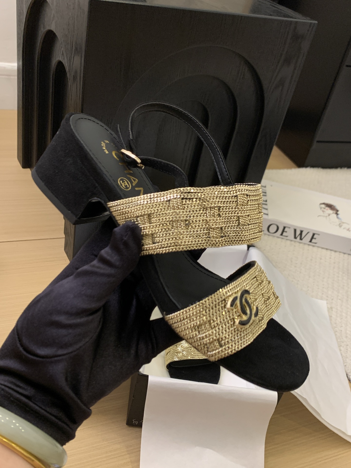 Chanel 25 Sandal with Gold Chain Detail - Authentic Italian Craftsmanship 6 i1743188998926 6723 0 2