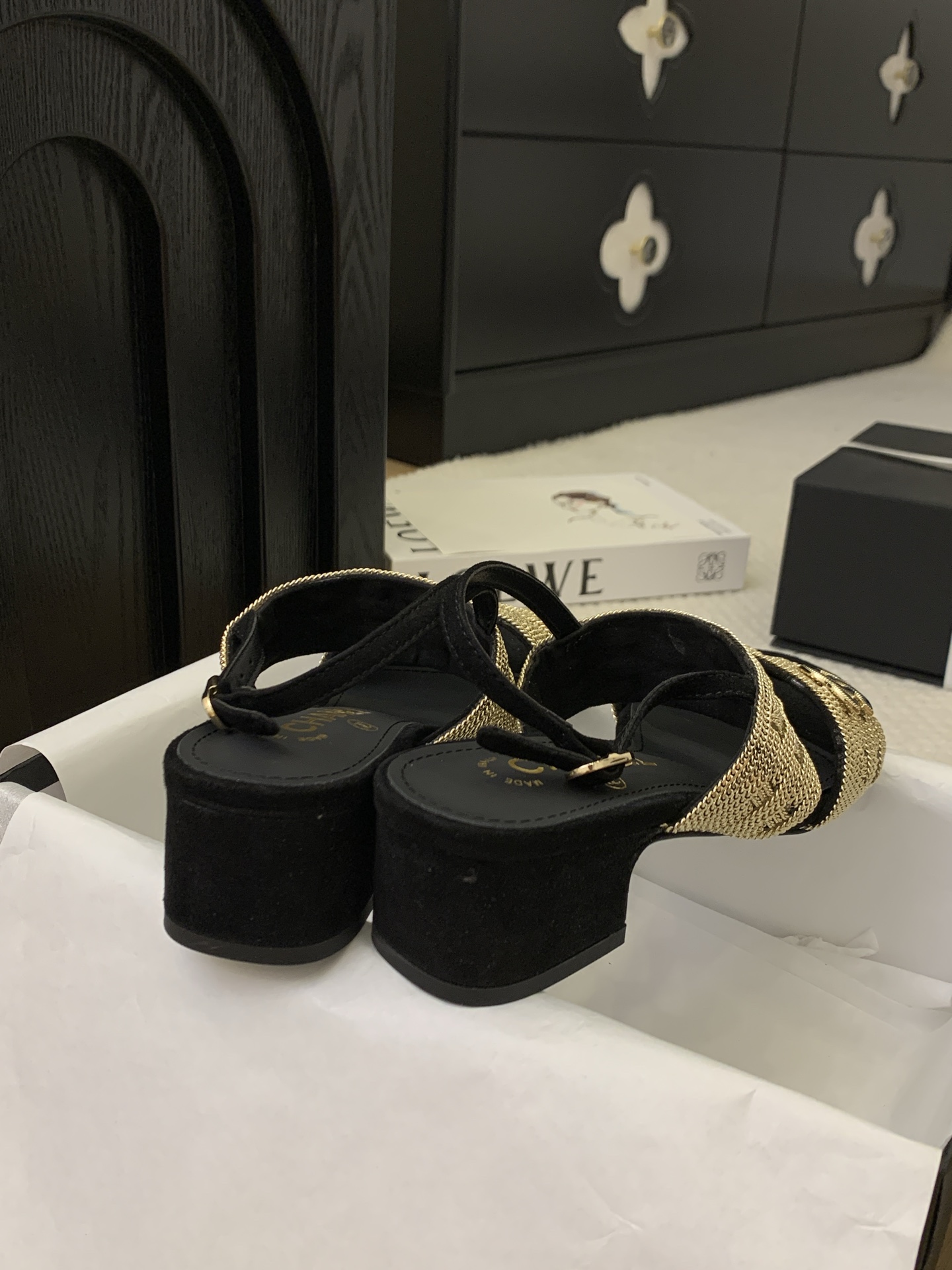 Chanel 25 Sandal with Gold Chain Detail - Authentic Italian Craftsmanship 5 i1743189002213 6880 0 1