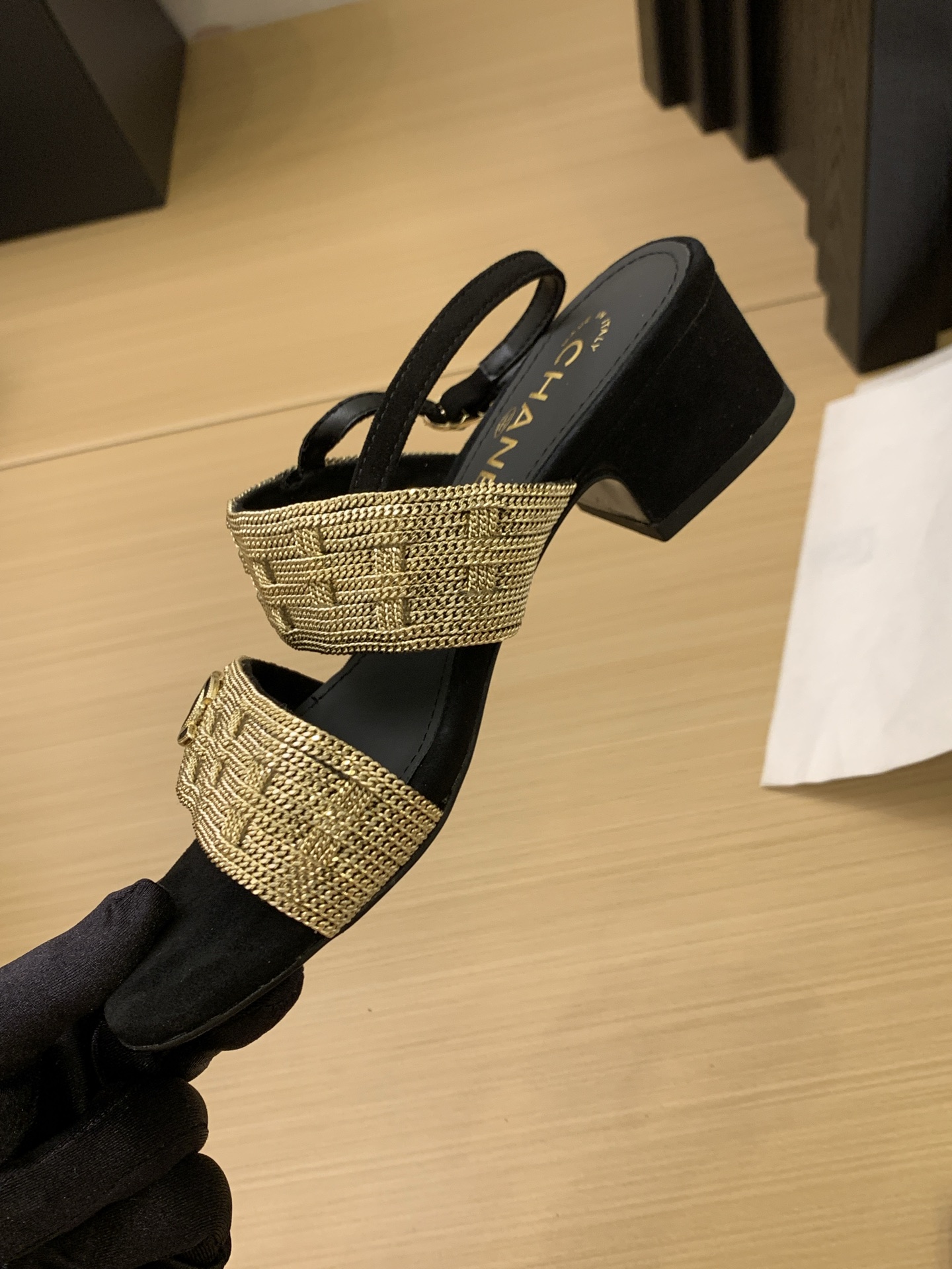Chanel 25 Sandal with Gold Chain Detail - Authentic Italian Craftsmanship 7 i1743189002384 7844 0 3