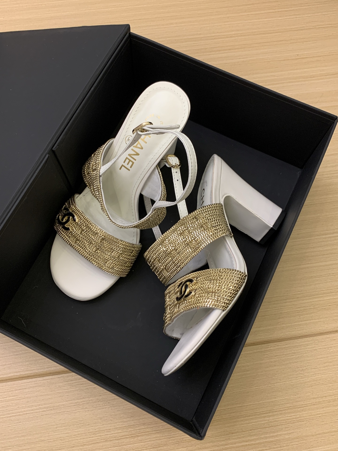 Elegant Heeled Sandals with Ankle Strap and Gold Detailing - Perfect for Any Event 3 i1743202412830 4342 0 0