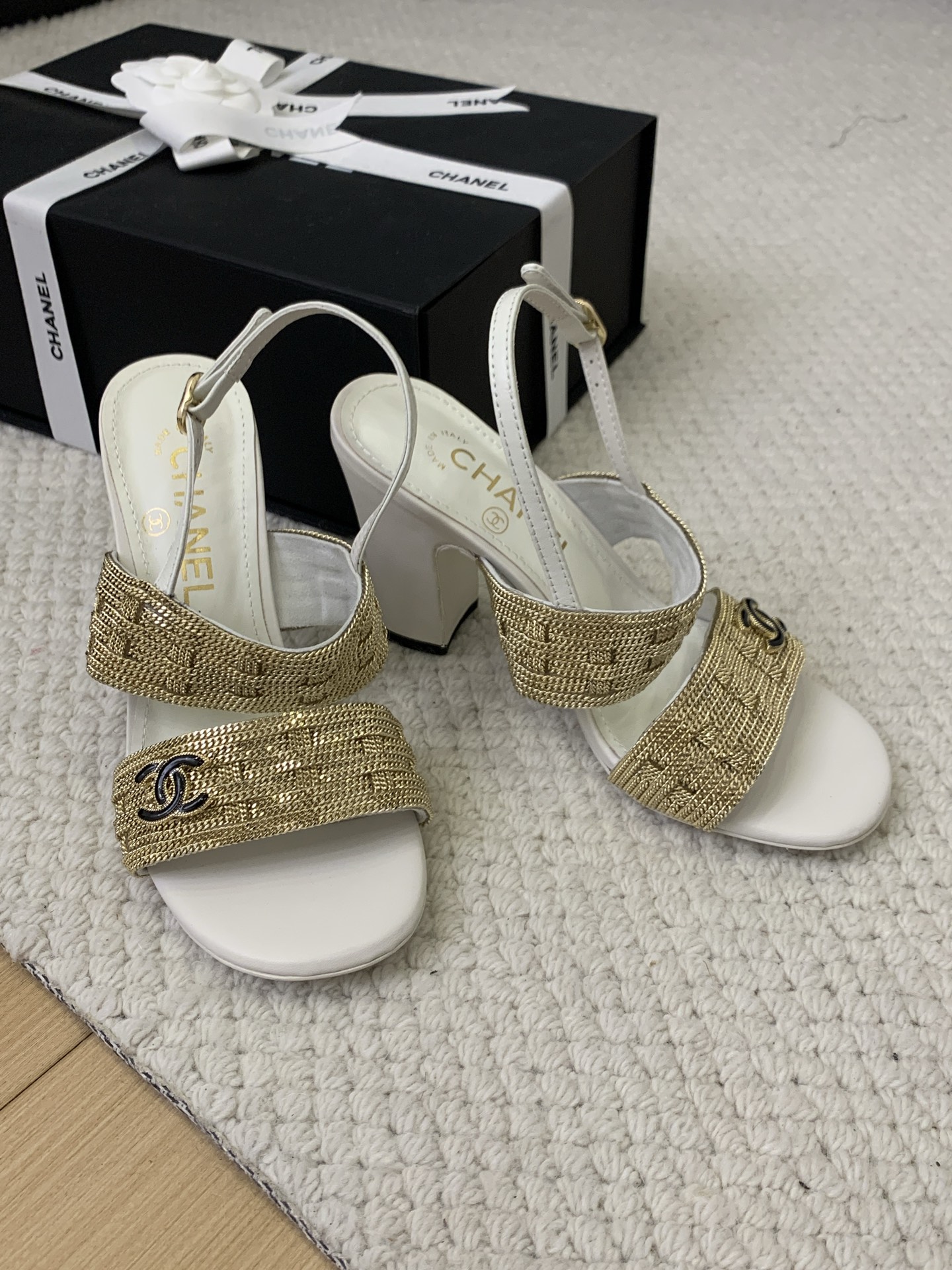 Elegant Heeled Sandals with Ankle Strap and Gold Detailing - Perfect for Any Event 10 i1743202414741 7184 0 8