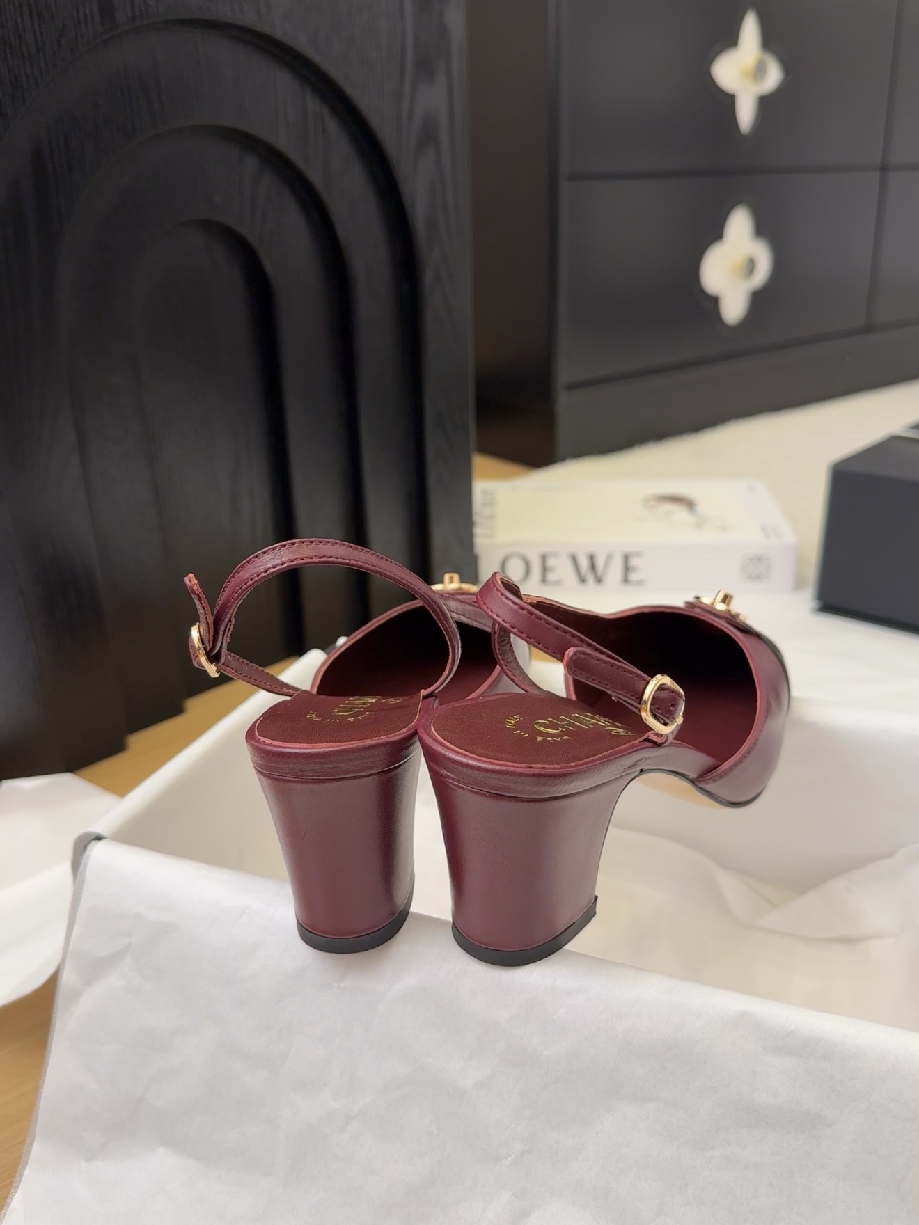 Chanel 25 Slingback Pumps, Burgundy & Black Leather, Women's Size 35-39 10 i1743328910 5129 8