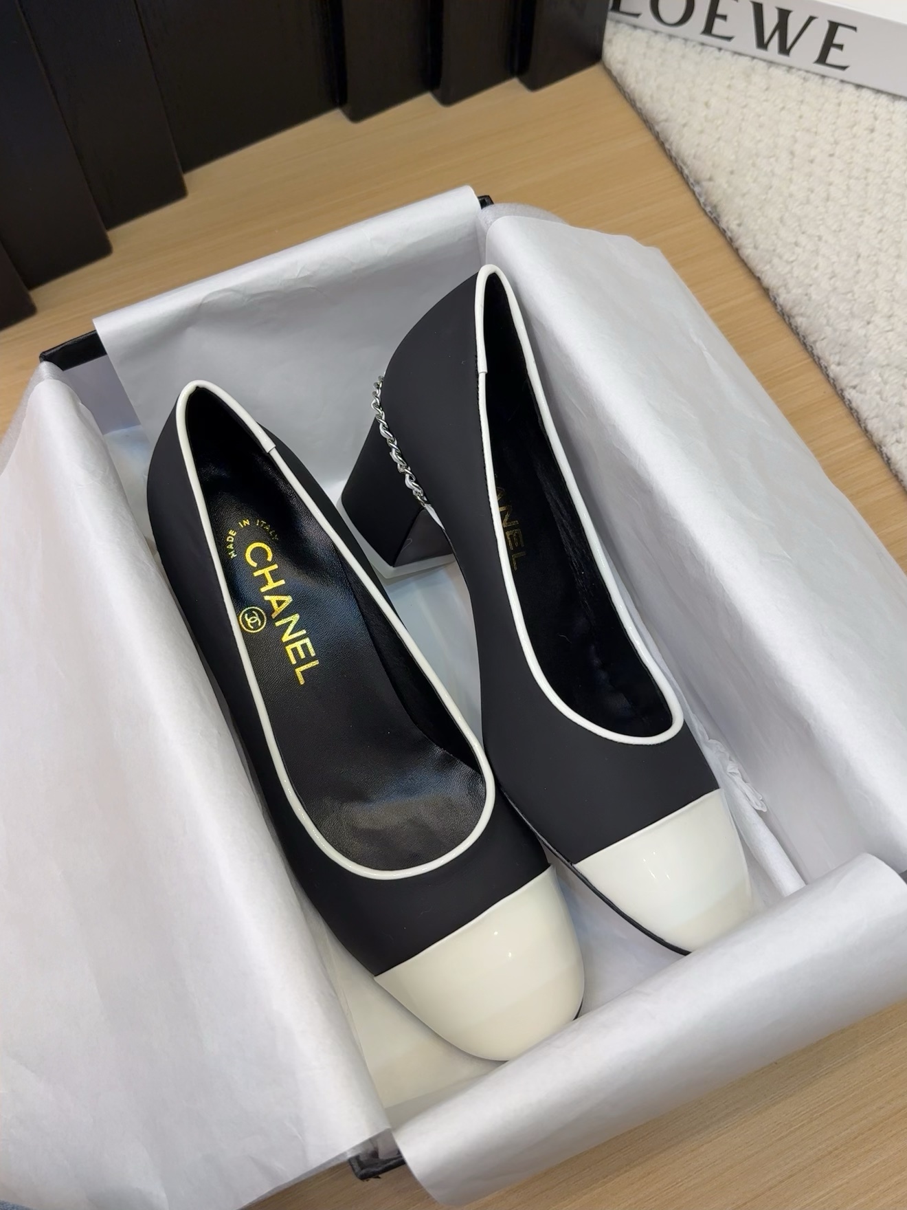 Chanel 25 Black & White Leather Pumps, Italian Packaging, Women Shoes 6 i1743387571 1222 8