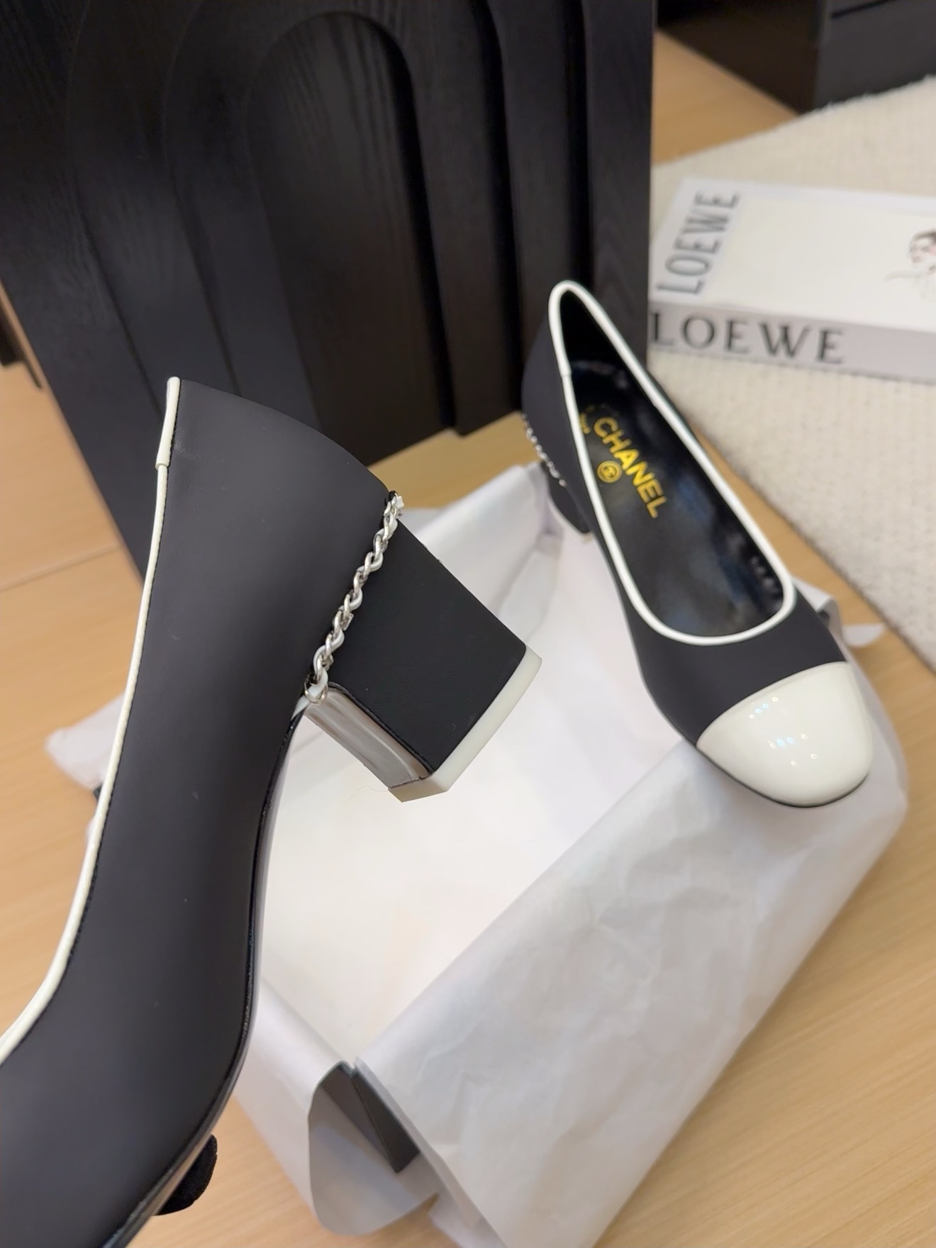 Chanel 25 Black & White Leather Pumps, Italian Packaging, Women Shoes 7 i1743387571 5911 3