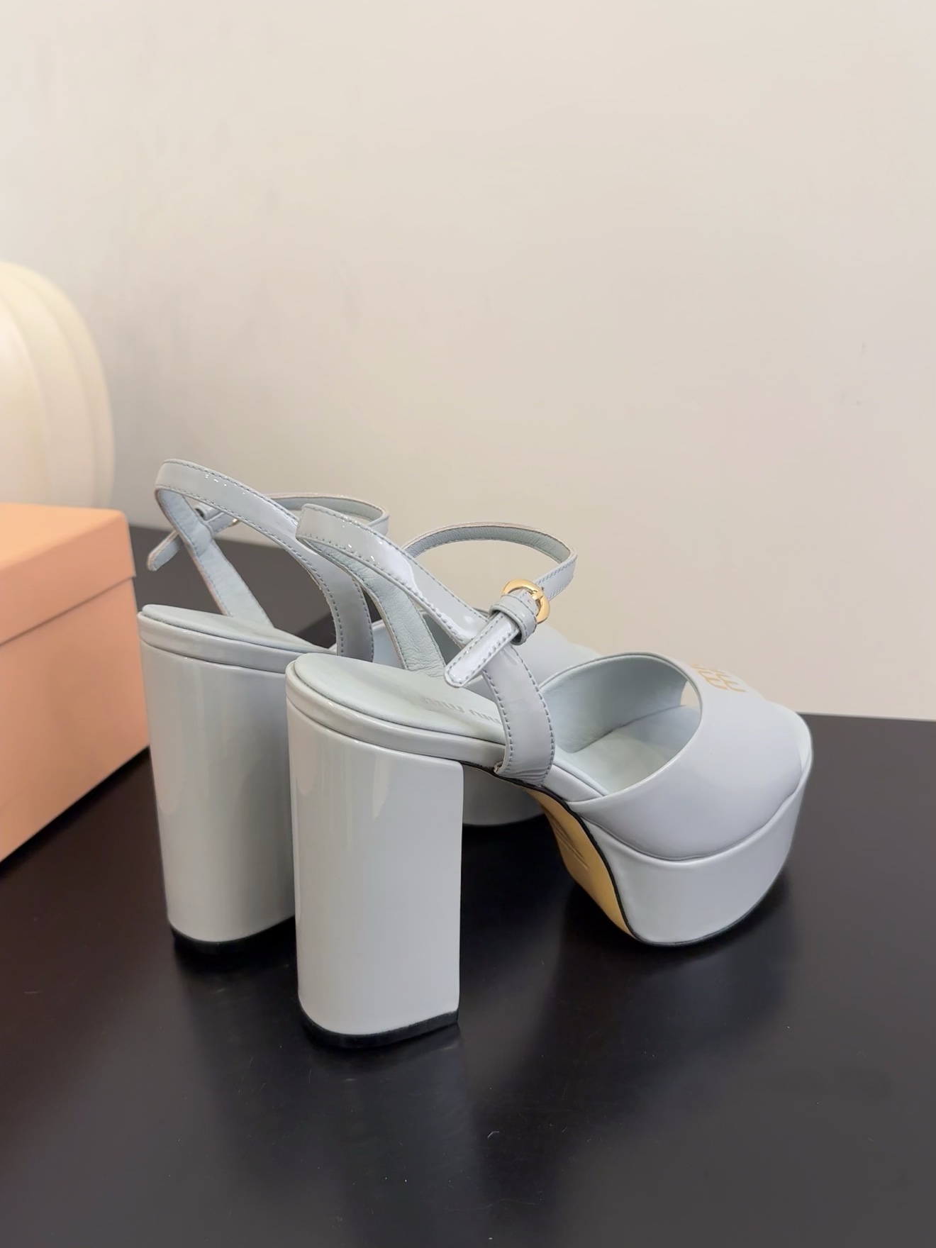 Miu Miu Women's Platform Heeled Sandals Patent Leather Ankle Strap Light Blue 10 i1743514380 8106 4