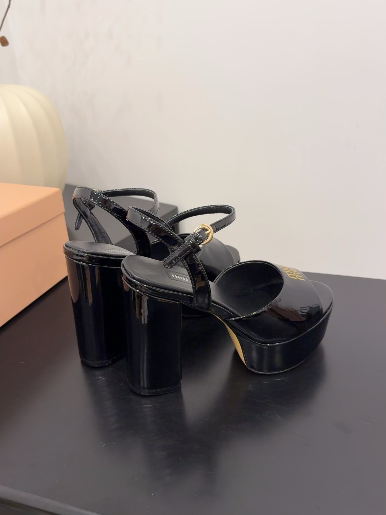Miu Miu Women's Black Patent Leather Platform Block Heel Sandals 10 i1743514669 8534 5