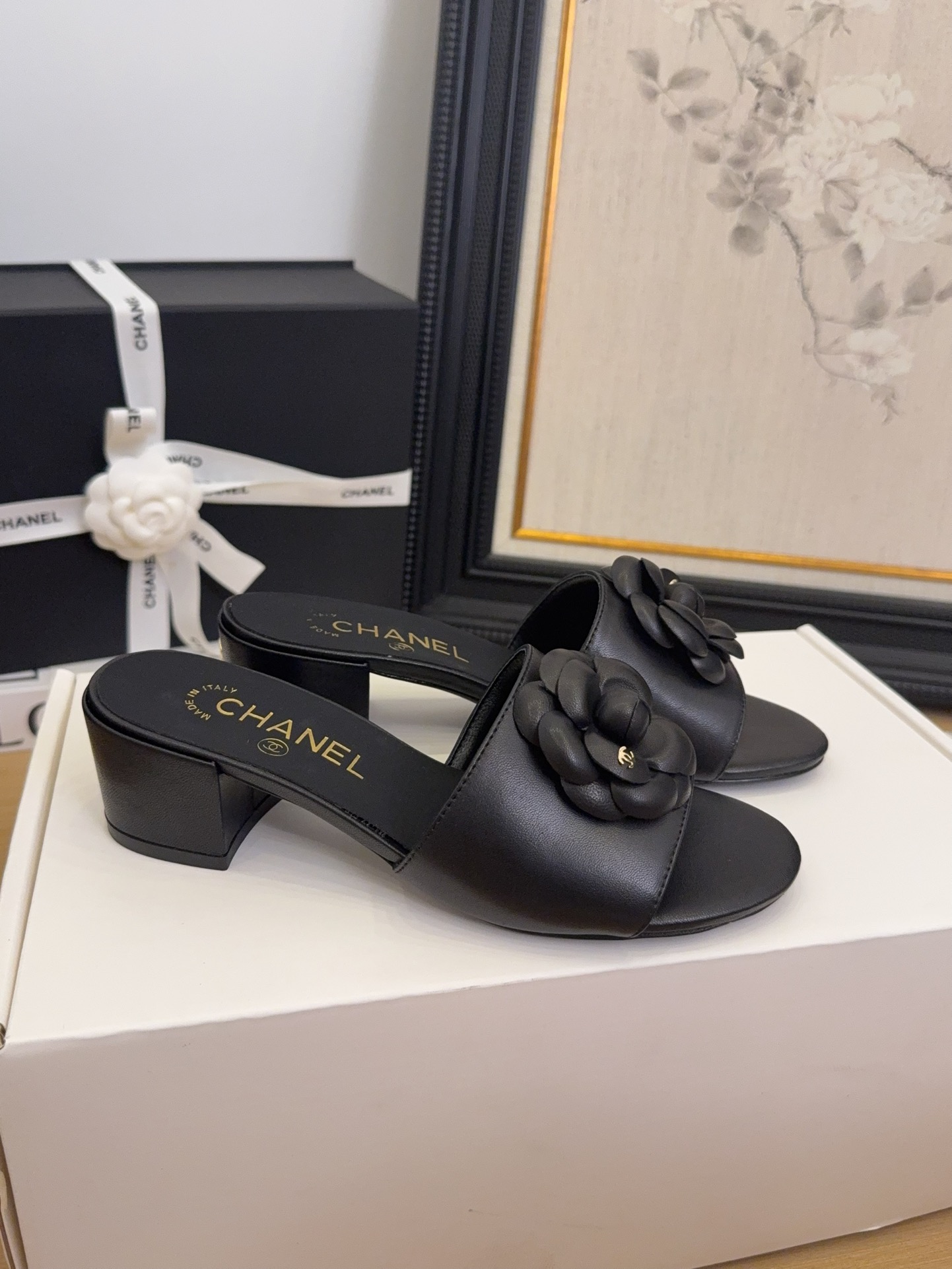 Elegant Women's Leather Mules With Camellia Flower, Classic Luxury Design 7 i1744199688 9640 3