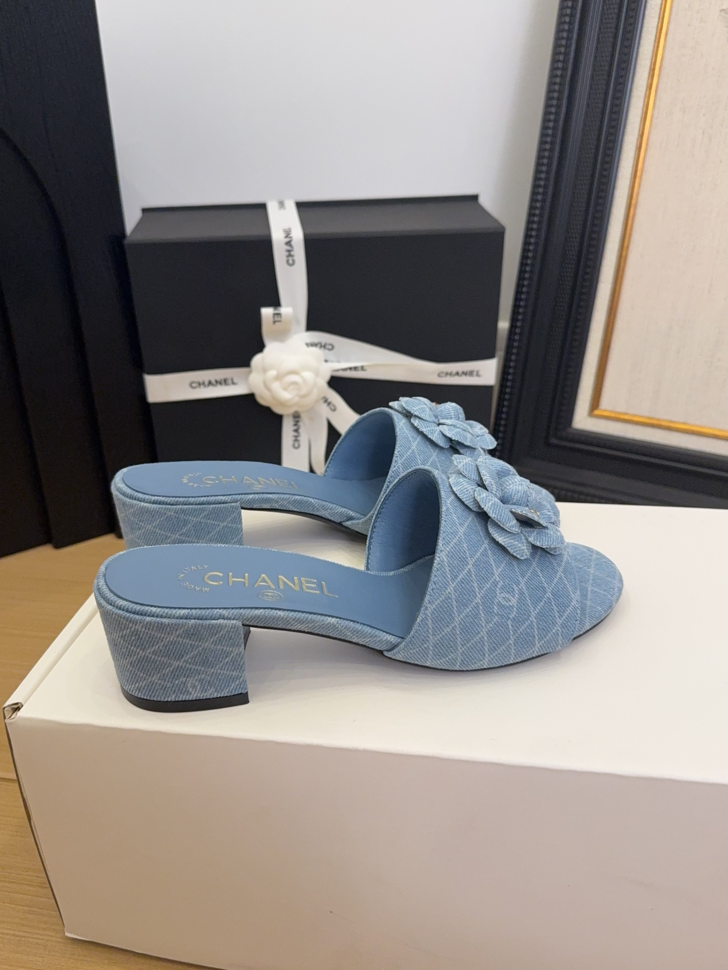 Elegant Chanel Denim Heeled Sandals with Camellia Flower – Sizes 35-39 6 i1744199817 2683 2