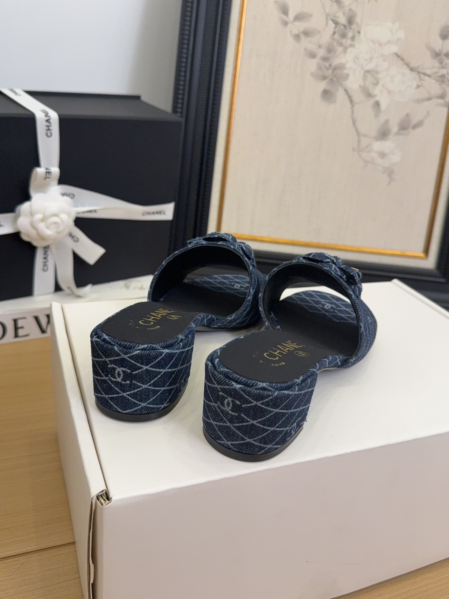 Chanel Women's Denim Heeled Sandals with Camellia, Blue, Size 35-39 8 i1744199832 965 6