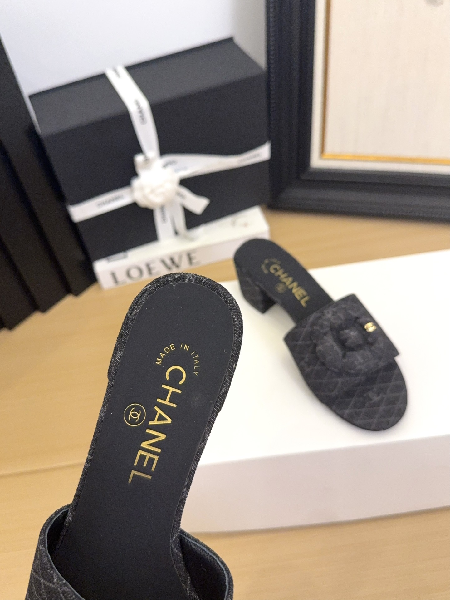 Chanel 25 Women's Denim Mules with Camellia Accent - Stylish & Comfortable 6 i1744199982 1298 7