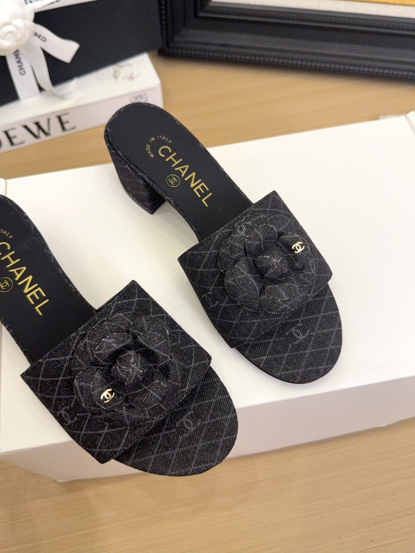 Chanel 25 Women's Denim Mules with Camellia Accent - Stylish & Comfortable 5 i1744199982 8642 6