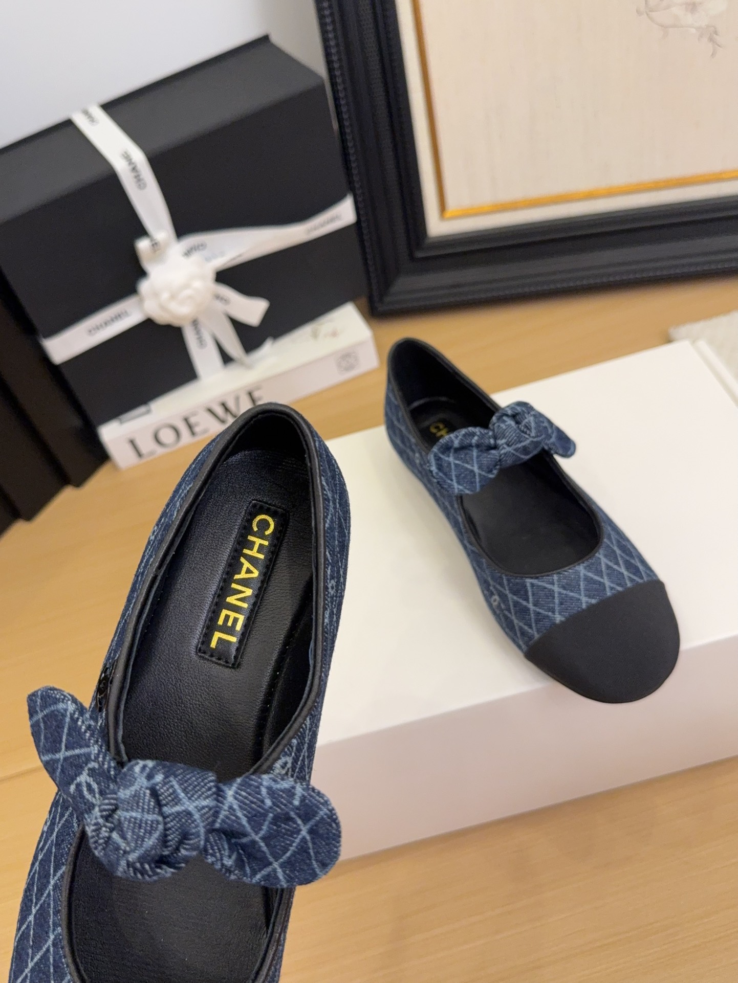 Chanel 25 Women's Denim Ballet Flats with Bow Accent - Authentic Design 9 i1744210015 6141 7