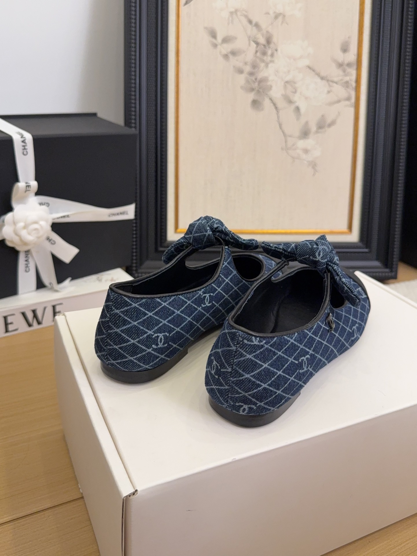 Chanel 25 Women's Denim Ballet Flats with Bow Accent - Authentic Design 7 i1744210015 8051 2