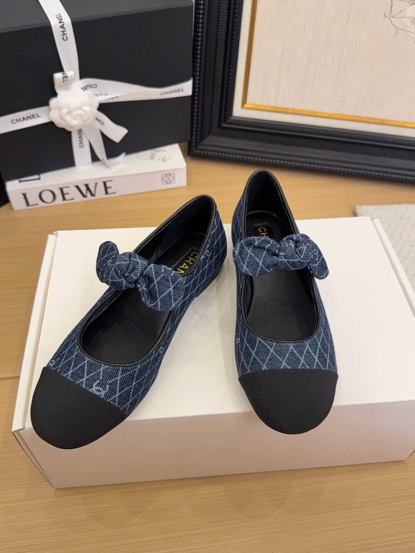 Chanel 25 Women's Denim Ballet Flats with Bow Accent - Authentic Design 4 i1744210015 9042 4