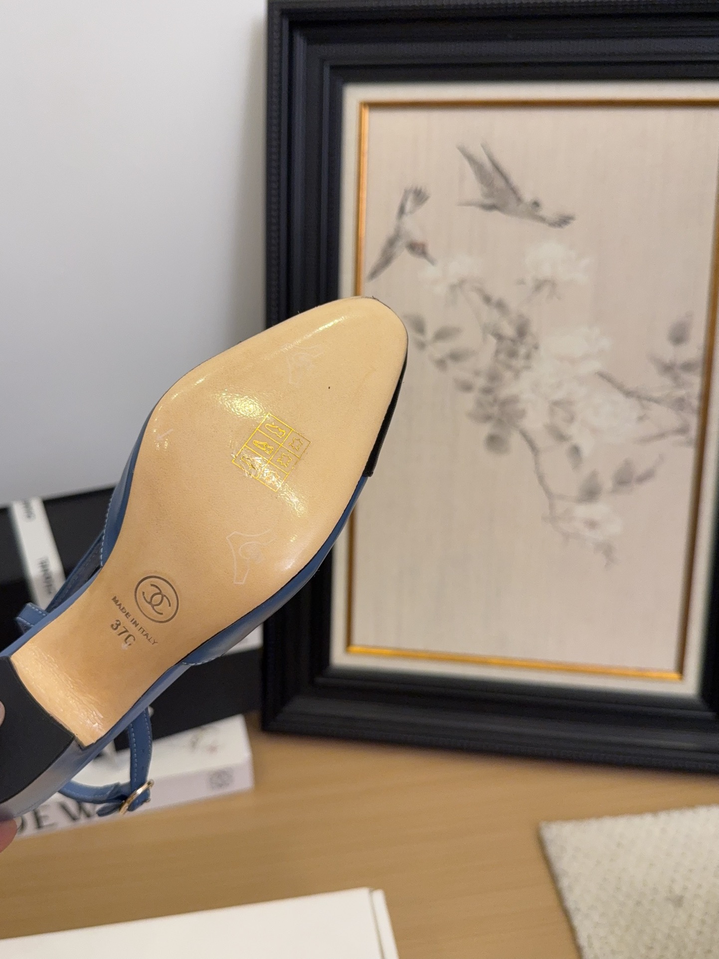 Chanel Women's Blue & Black Leather Slingback Heel, Iconic CC Logo, Size 35-39 10 i1744376185 2647 2