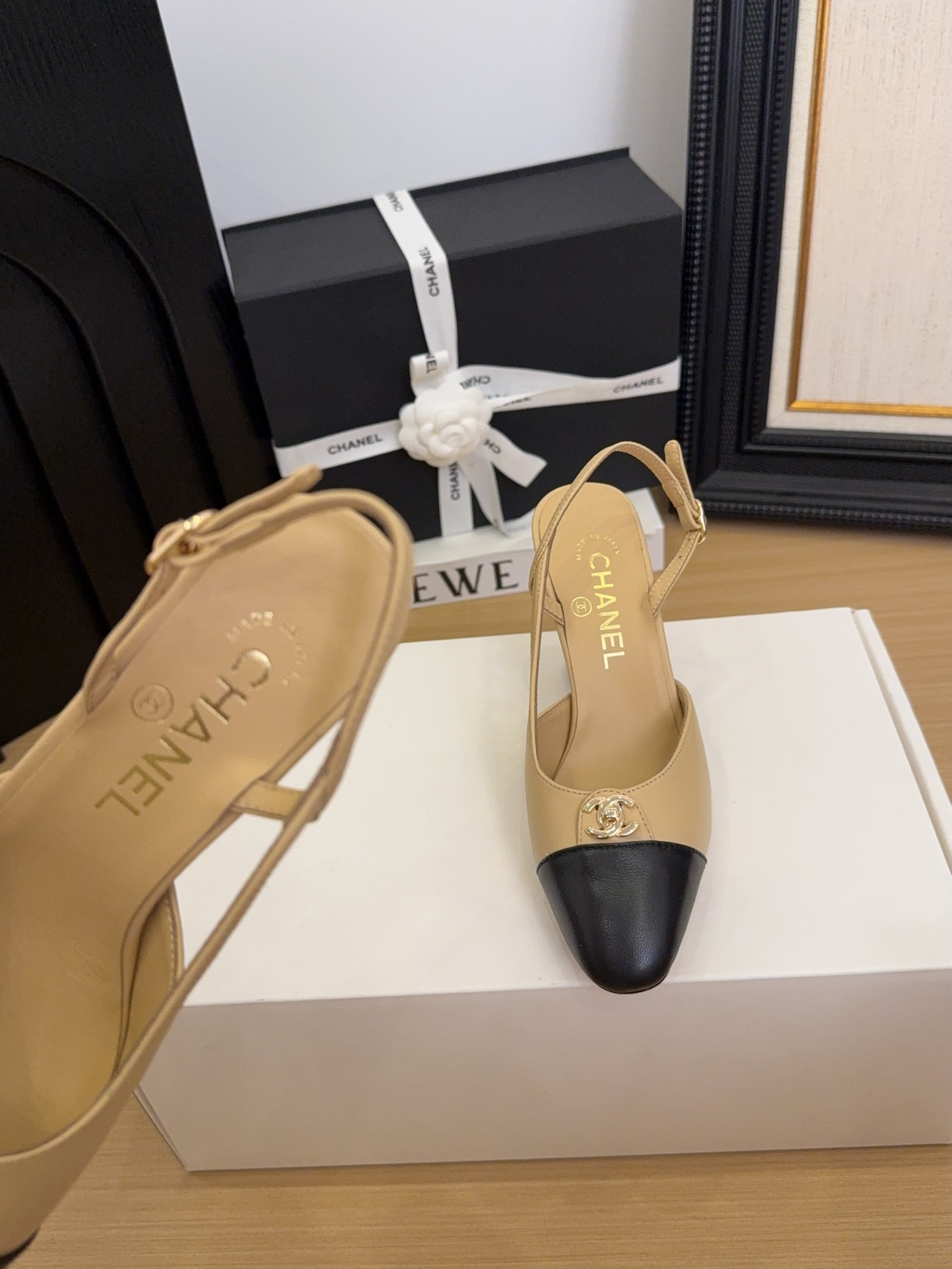 Elegant Women's Beige & Black Slingback Heels - Iconic Design and Premium Quality 5 i1744376244 3854 7