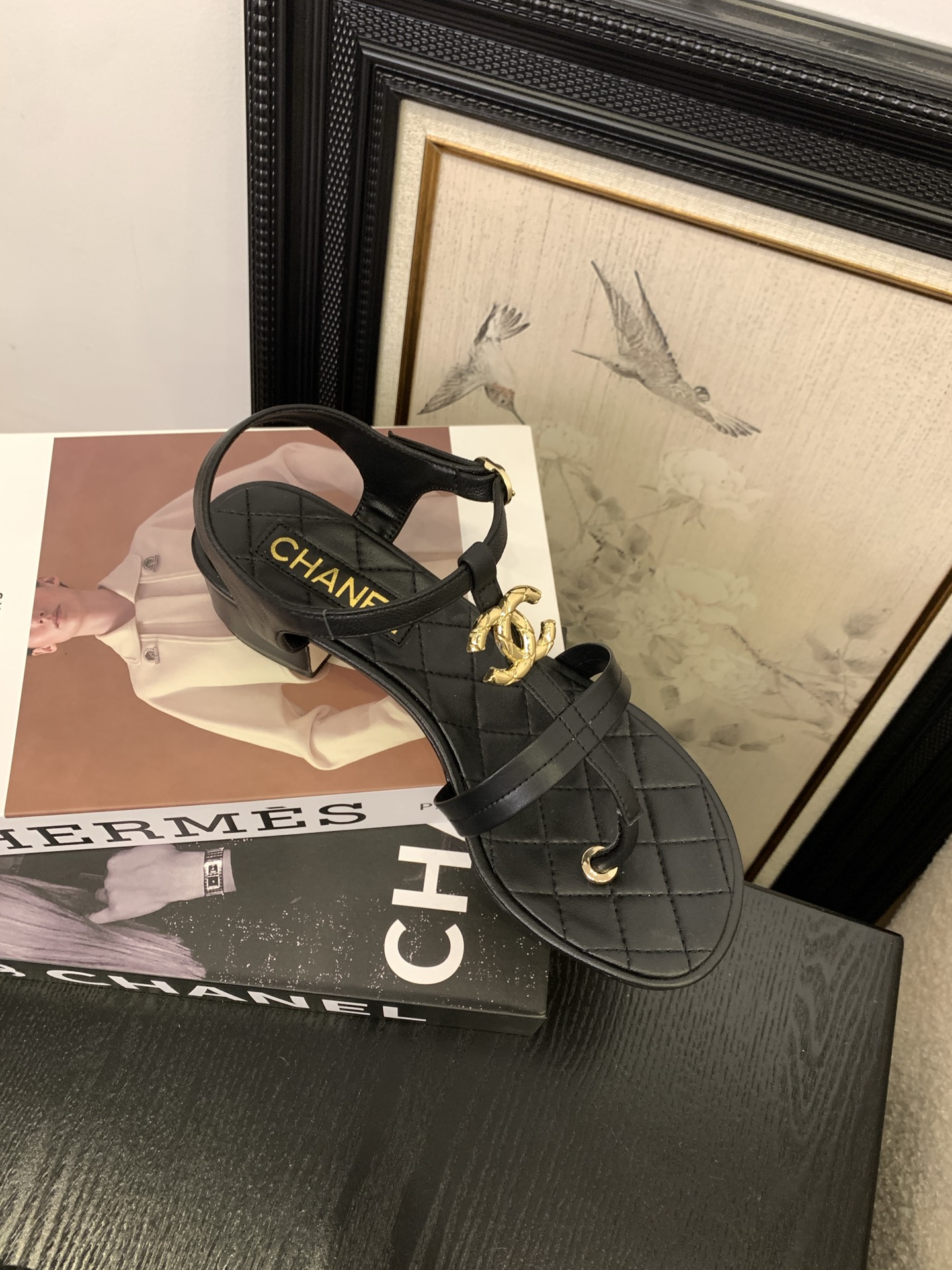 Chanel Women's Black Leather Pearl Thong Sandals With CC Logo, Size 35-39 10 i1745398218891 7343 0 8