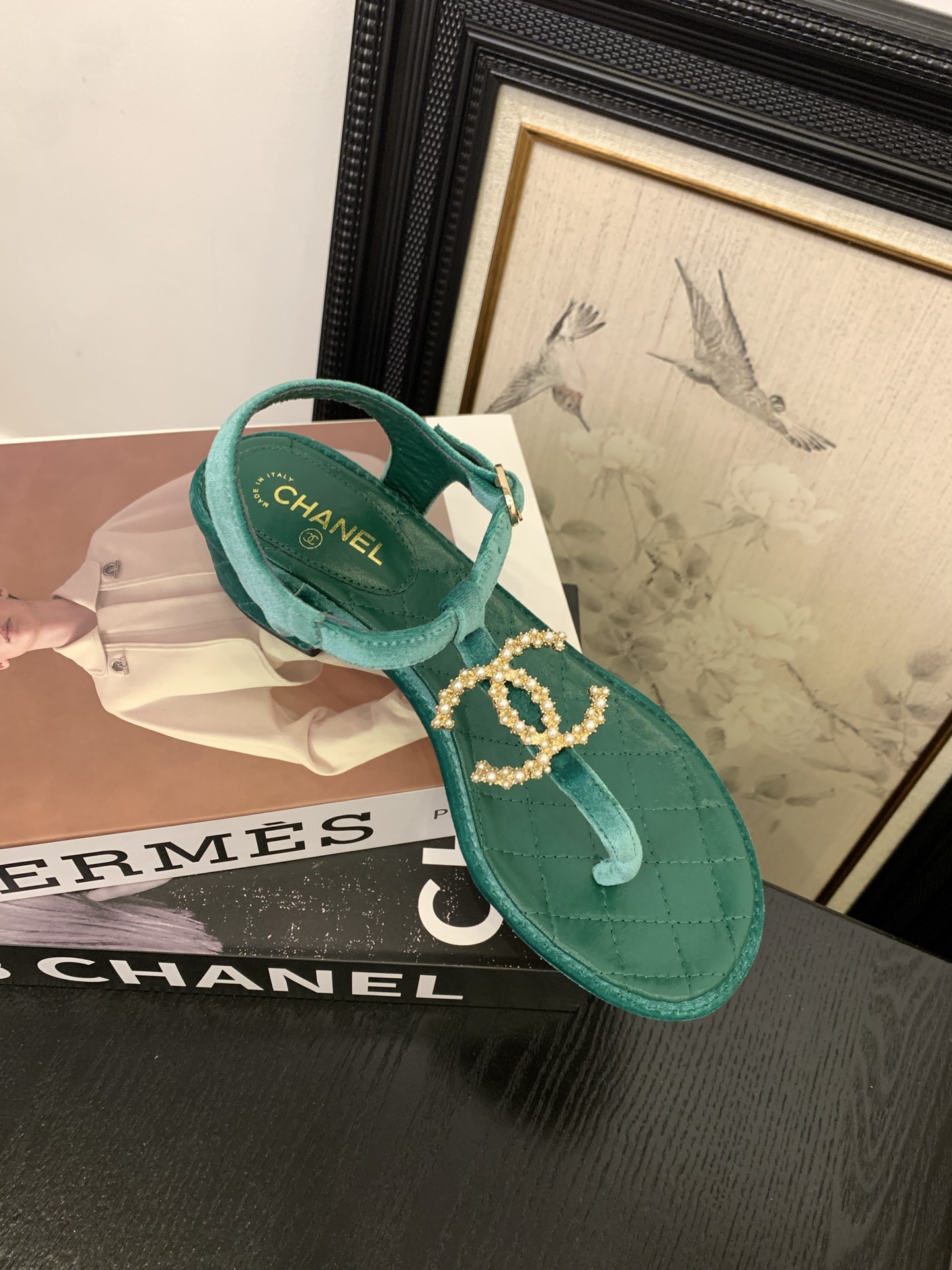 Chanel Women's Quilted Leather Thong Sandal with Pearl CC Accent 10 i1745406858238 160 0 8
