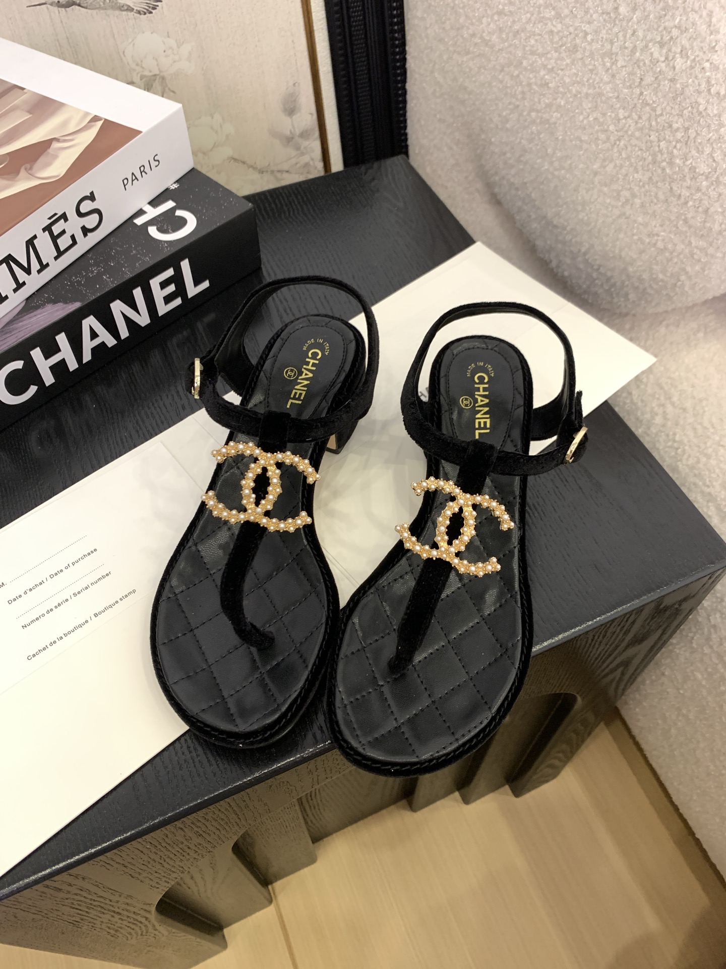Chanel Women's Pearl-Embellished Thong Sandals - Classic Black 3 i1745406883872 8658 0 1