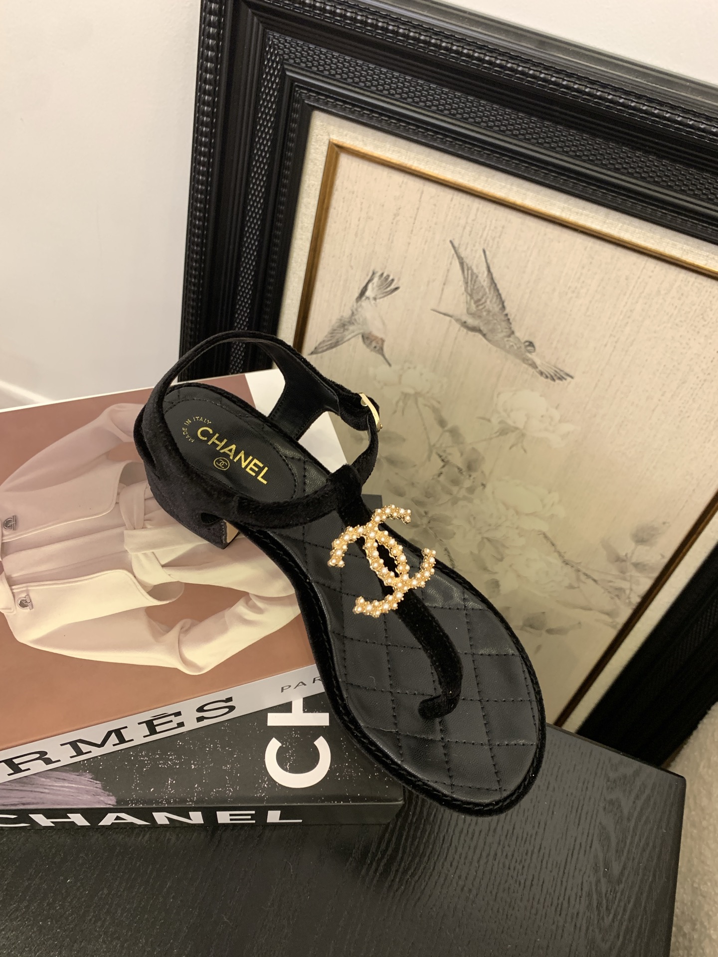 Chanel Women's Pearl-Embellished Thong Sandals - Classic Black 10 i1745406888007 5300 0 8