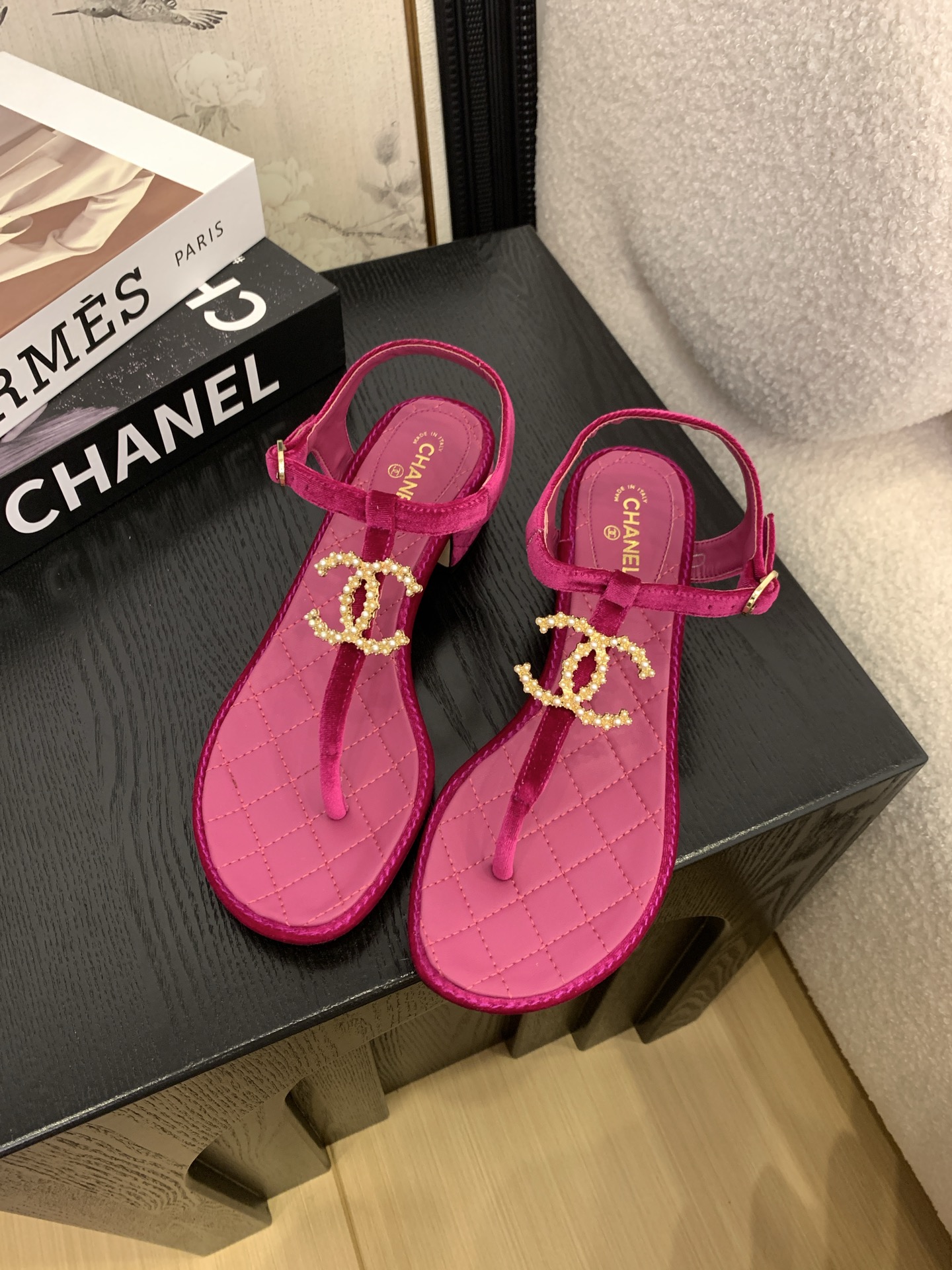 Elegant Chanel Pearl Embellished T-Strap Sandals - Luxurious Style & Comfort 5 i1745406892976 5898 0 1