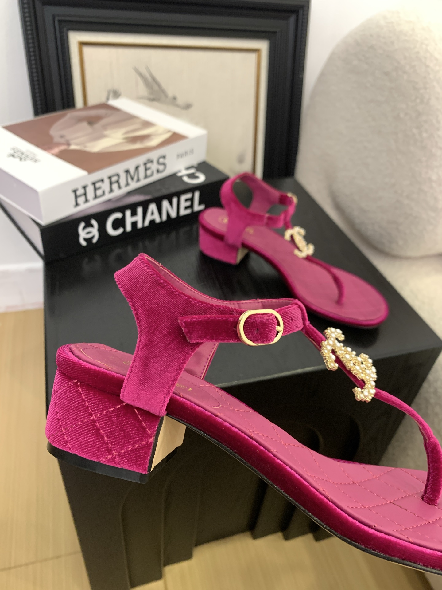 Elegant Chanel Pearl Embellished T-Strap Sandals - Luxurious Style & Comfort 3 i1745406893171 3436 0 2