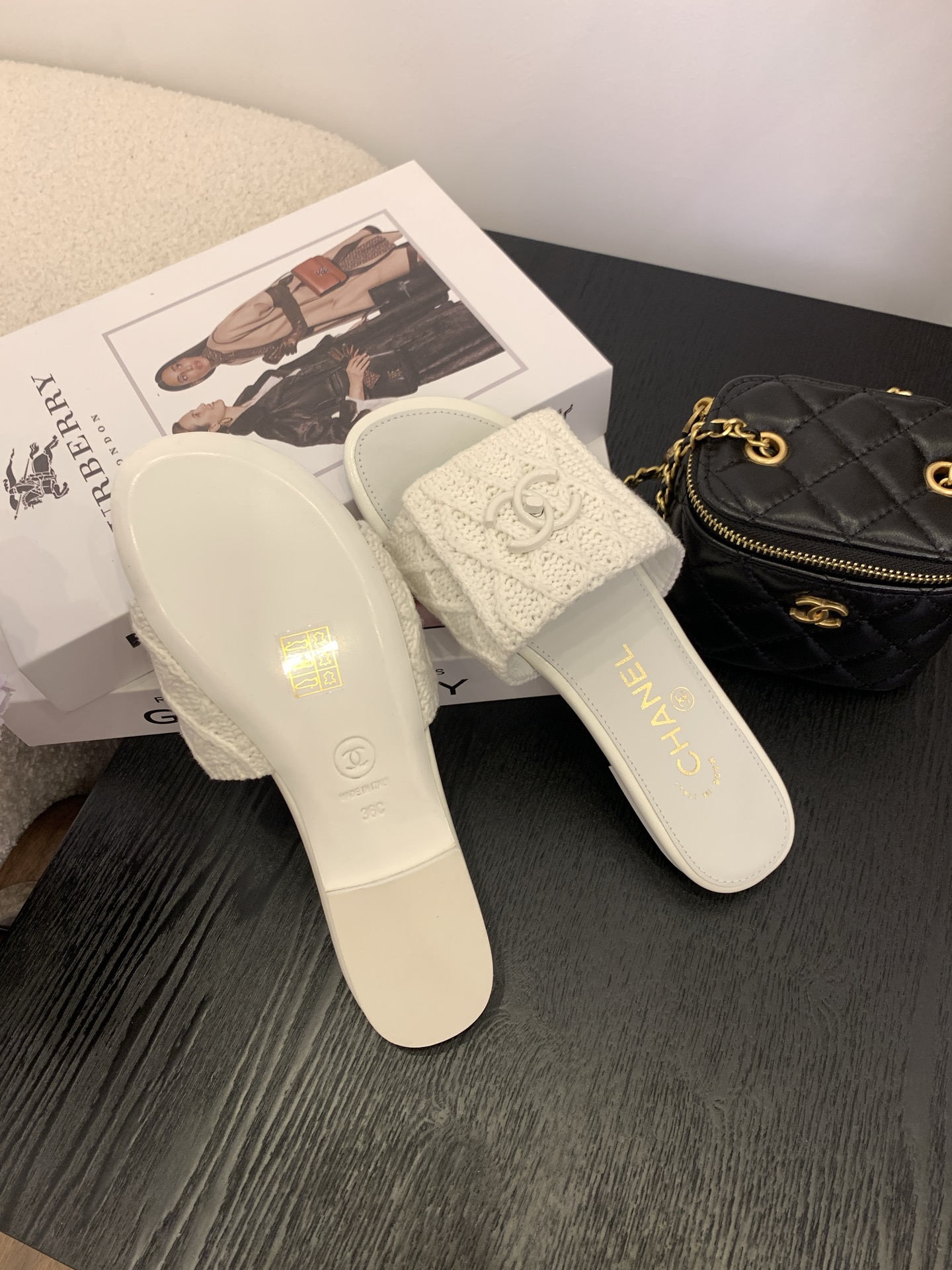 Elegant Chanel Women's White Knit Slide Sandals with Italian Packaging 9 i1745555274222 2509 0 7