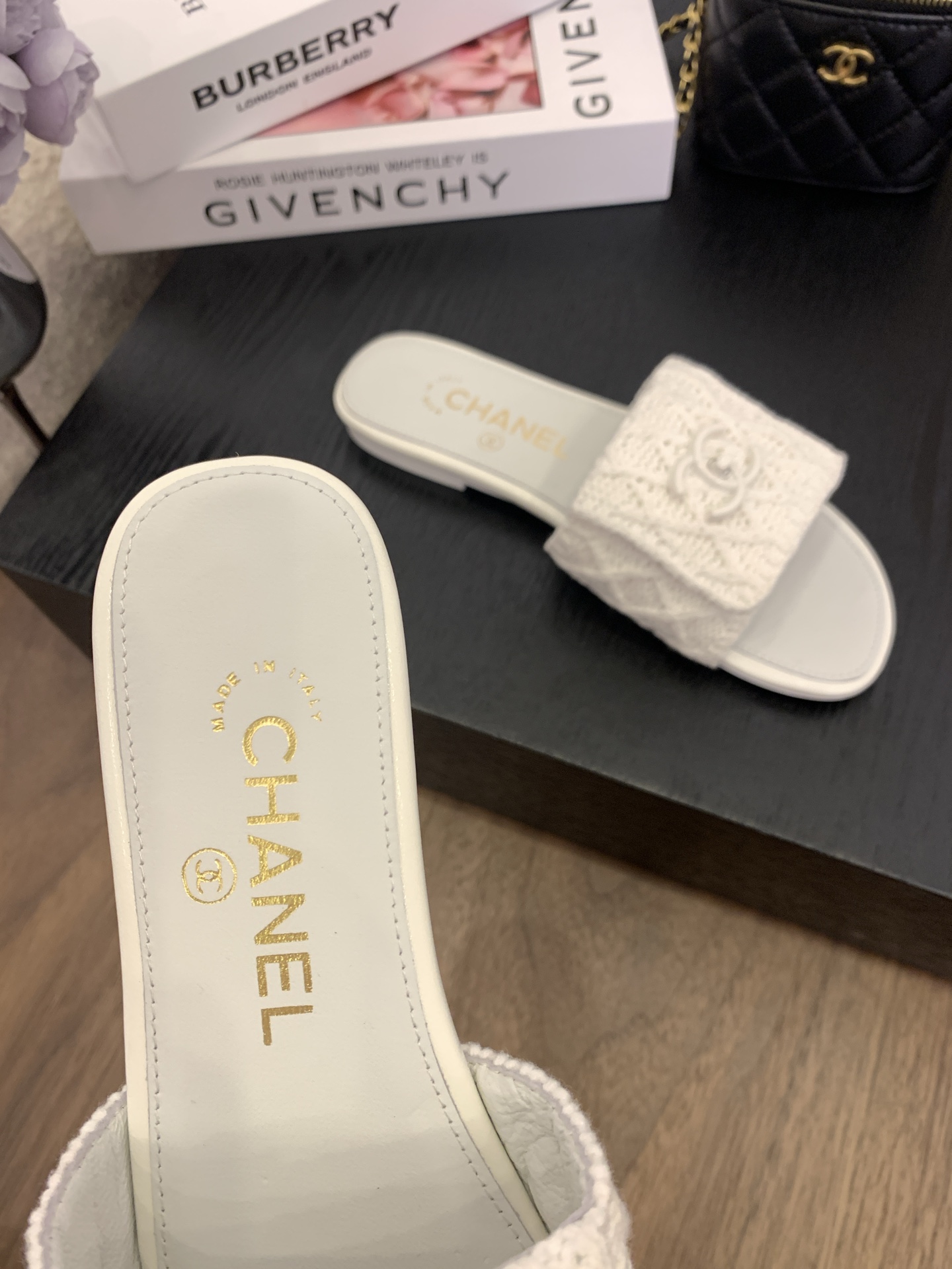 Elegant Chanel Women's White Knit Slide Sandals with Italian Packaging 6 i1745555276566 3610 0 4