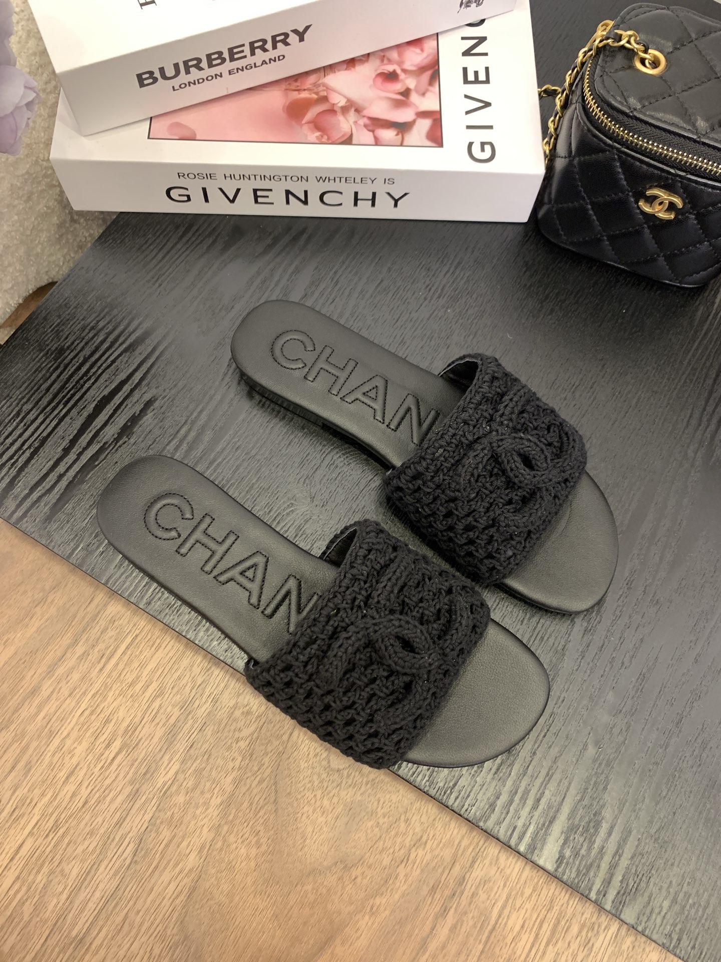 CHANEL Women's Black Crochet Logo Slide Sandals, Sizes 35-39 Available 2 i1745562883099 2018 0 2