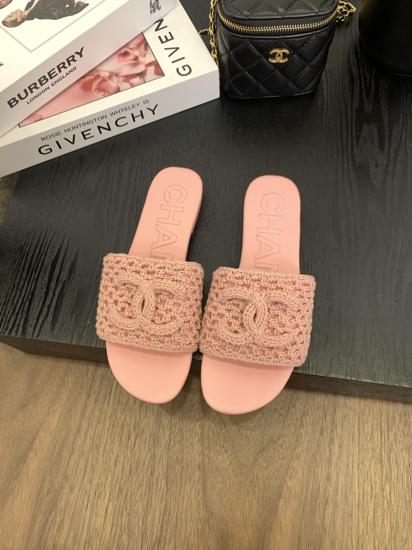 Chanel Women's Pink Crochet CC Logo Slide Sandals, Italian Packaging Included 3 i1745562912218 2702 0 0