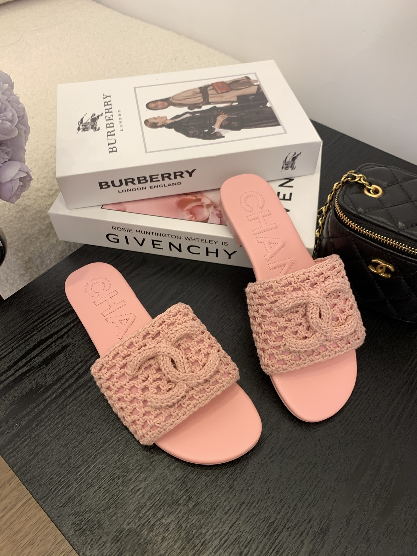 Chanel Women's Pink Crochet CC Logo Slide Sandals, Italian Packaging Included 10 i1745562913522 5189 0 8