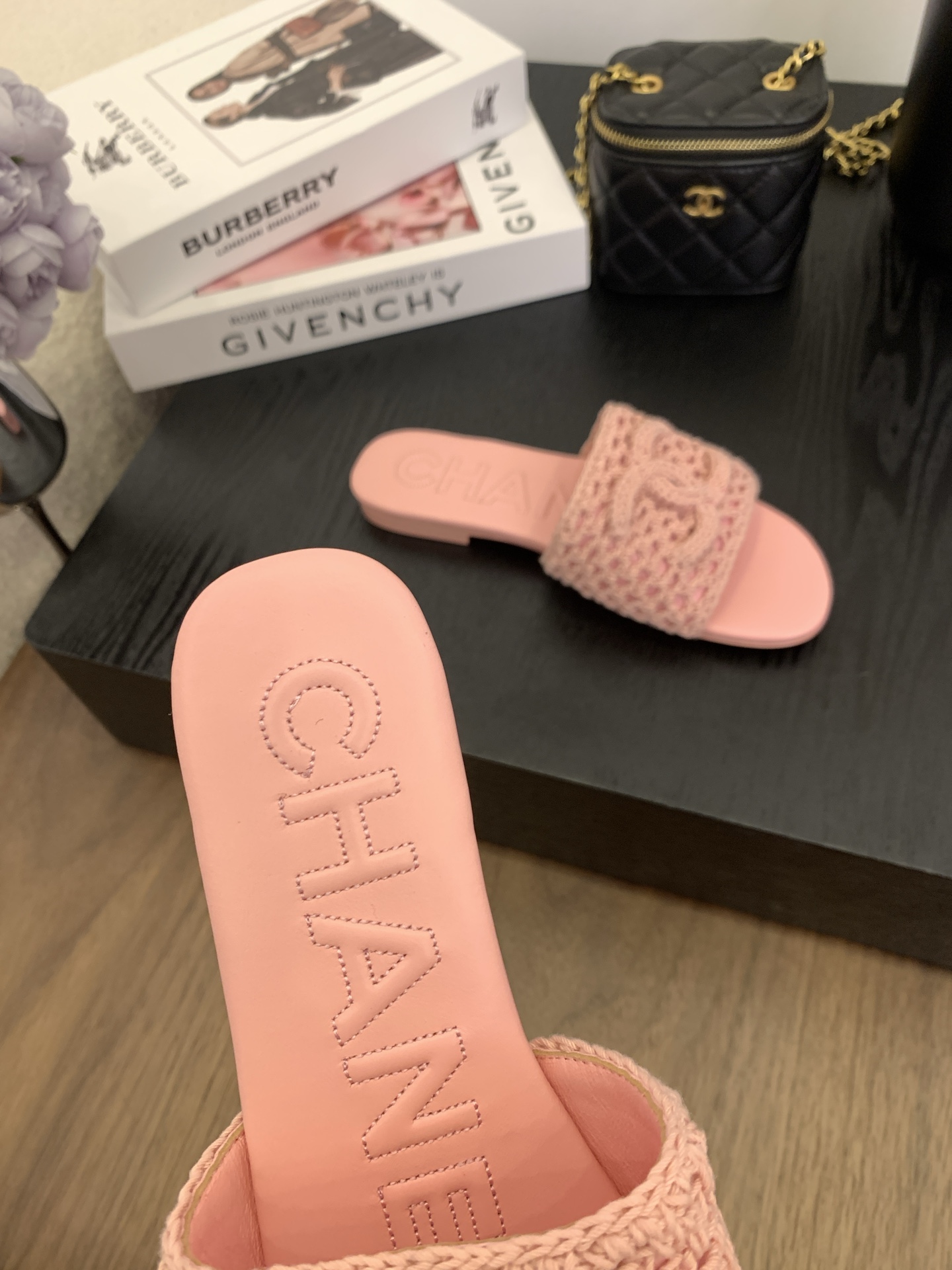 Chanel Women's Pink Crochet CC Logo Slide Sandals, Italian Packaging Included 6 i1745562913821 4610 0 4