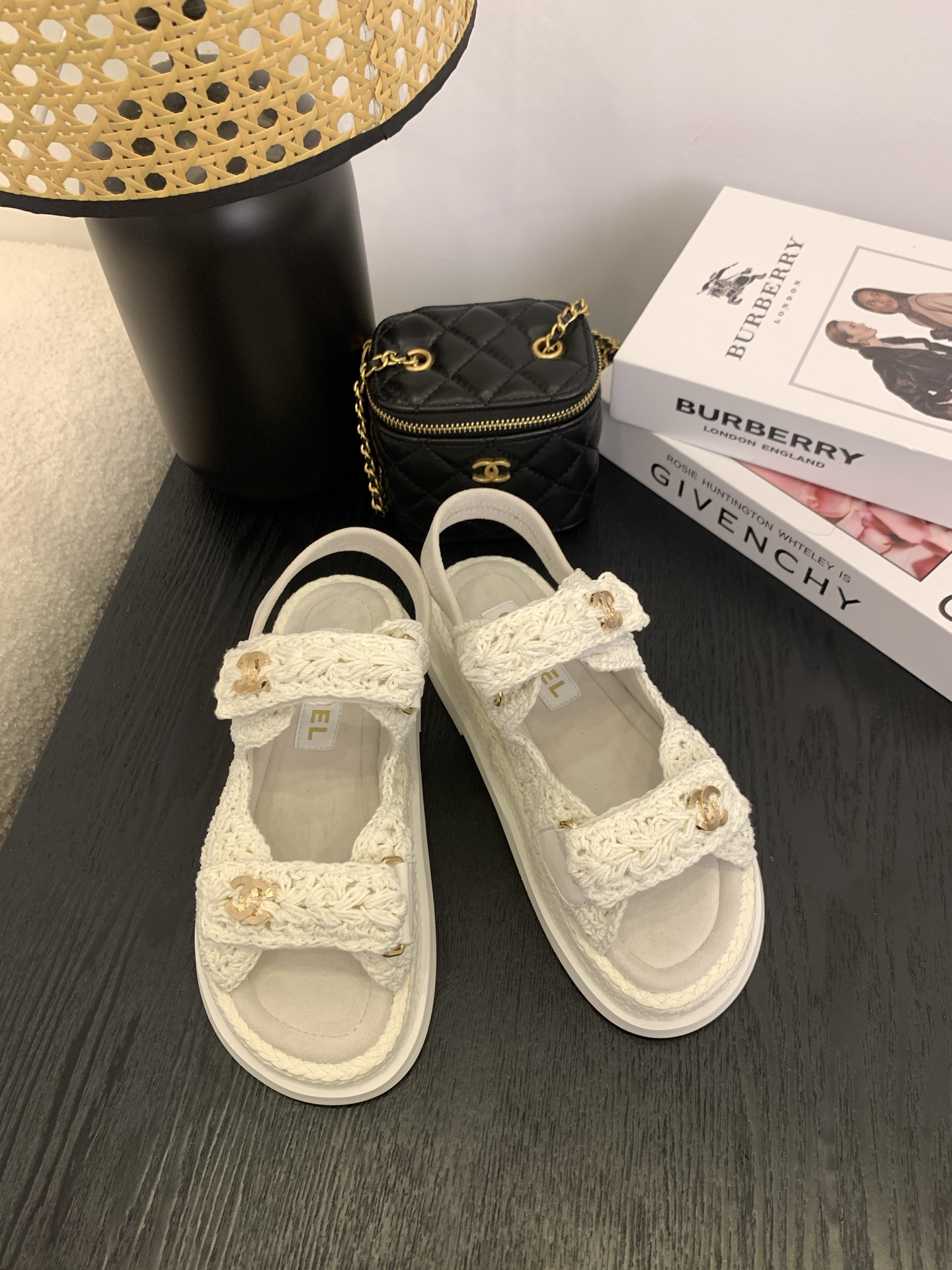 Chanel Women's White Crochet Sandals With CC Logo, Authentic Italian Packaging 1 Chanel Women's White Crochet Sandals With CC Logo, Authentic Italian Packaging