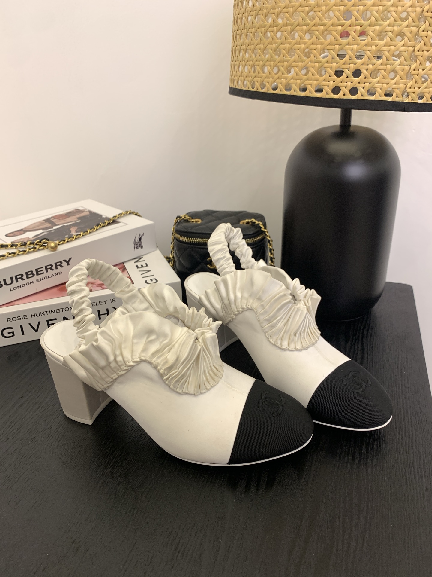 Elegant Slingback Heels with Ruffle Detail & Block Heel - Designer Inspired 1 Elegant Slingback Heels with Ruffle Detail & Block Heel - Designer Inspired