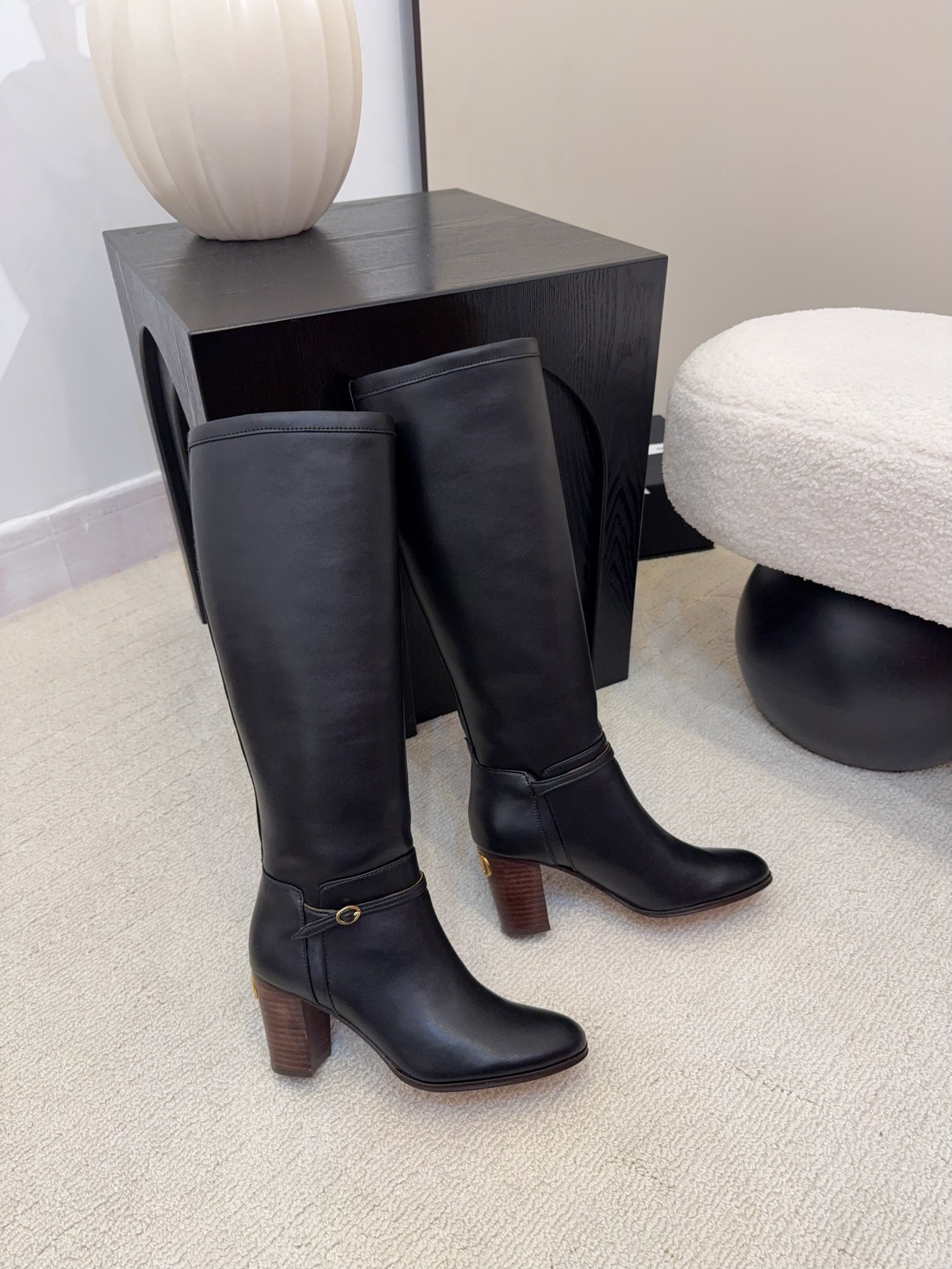 Valentino Women's Black Leather Heeled Knee High Boots - 2025 Collection 9 i1757759956 1721 0