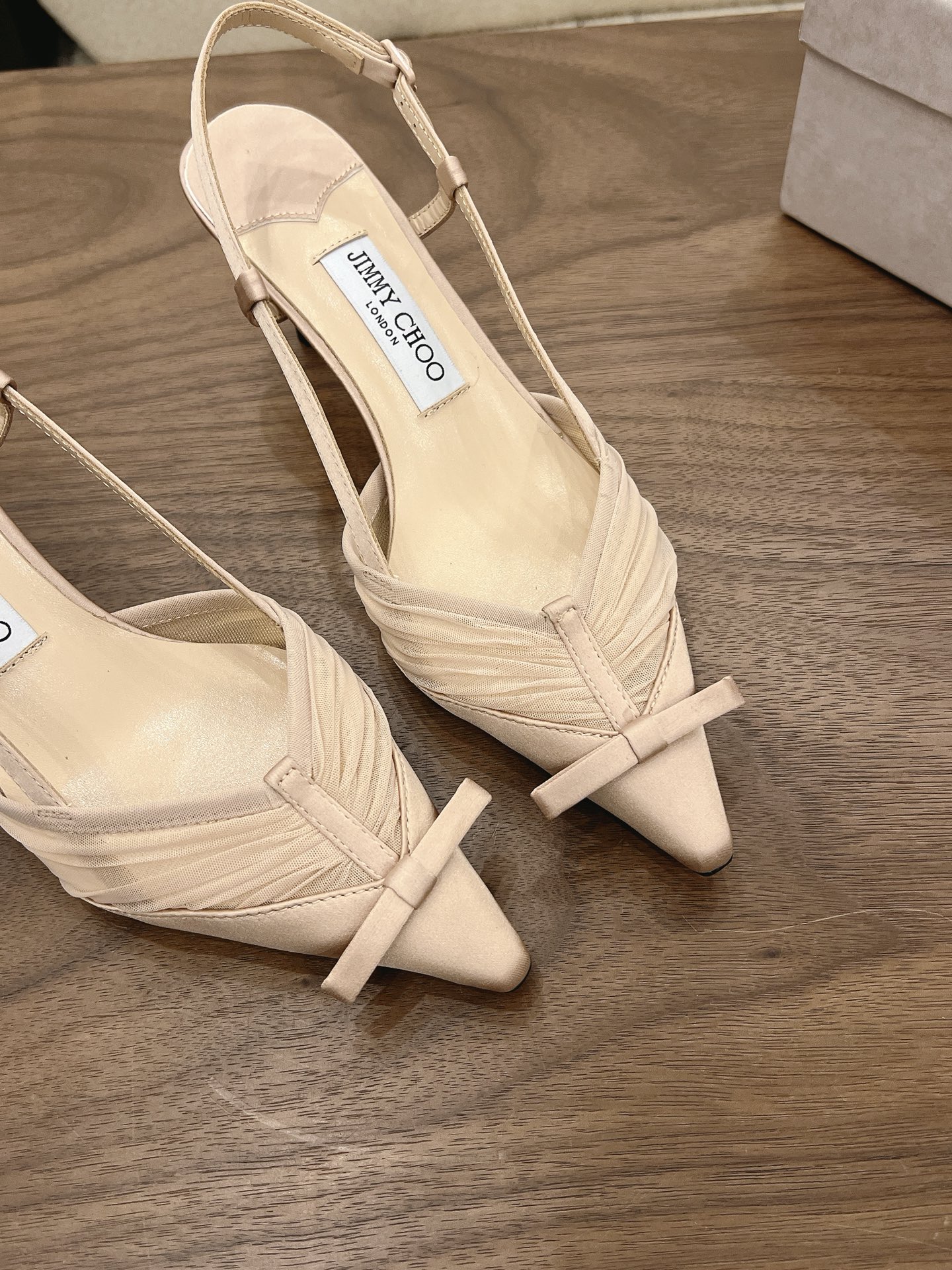 Jimmy Choo Ruched Satin Bow Detail Slingback Pumps