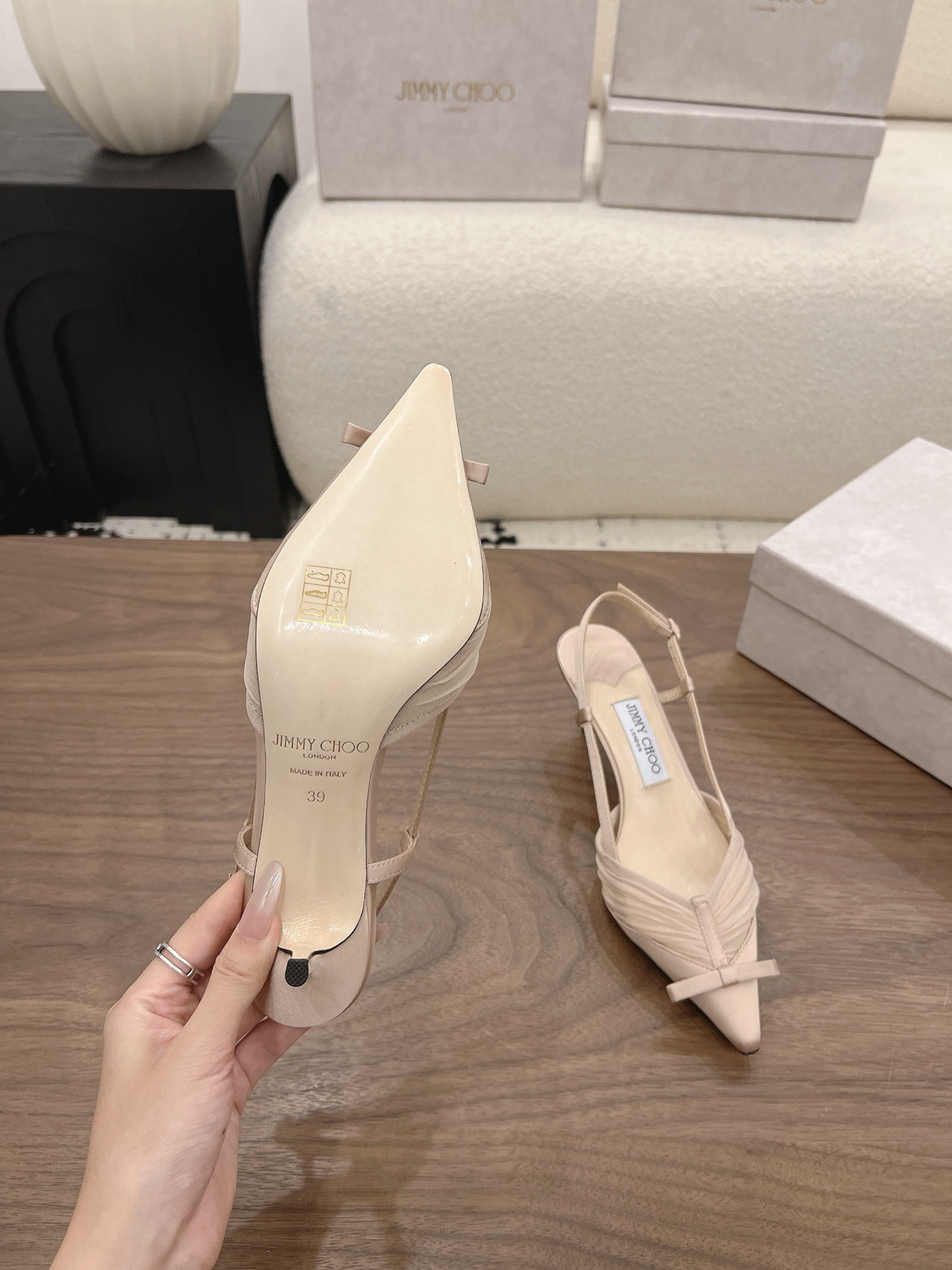 Jimmy Choo Ruched Satin Bow Detail Slingback Pumps