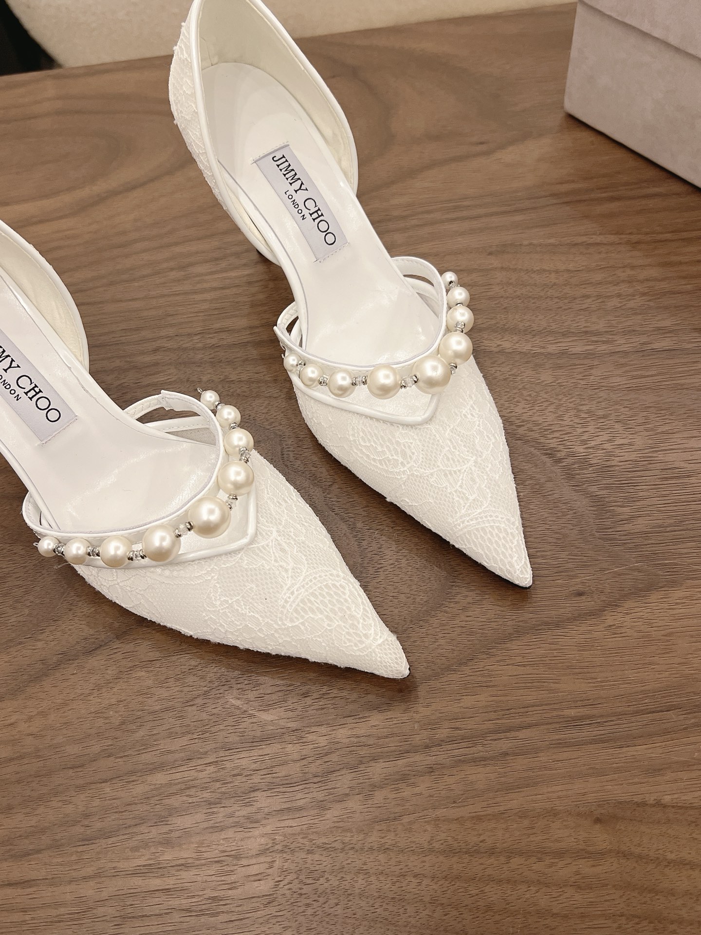 Jimmy Choo Lace Pearl Embellished D'Orsay Pumps