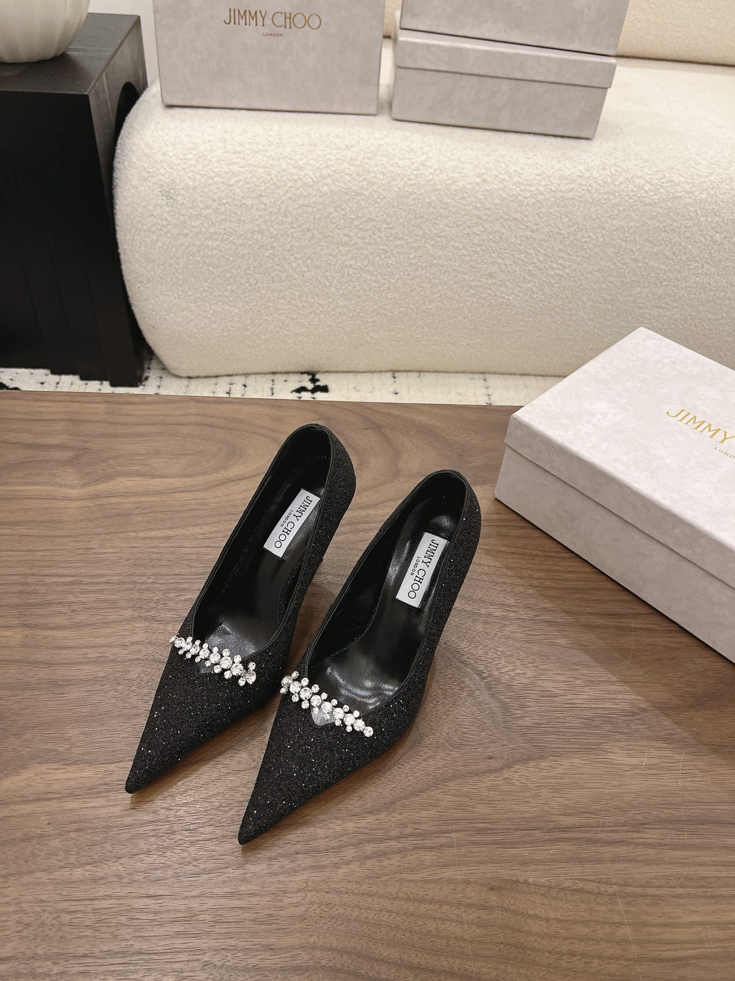 Glitter Crystal Embellishment Pointed Toe Pumps