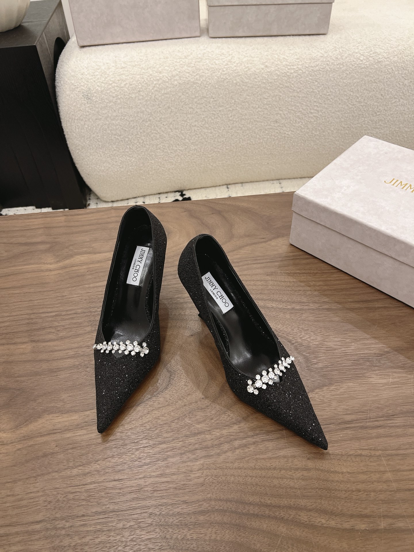 Glitter Crystal Embellishment Pointed Toe Pumps